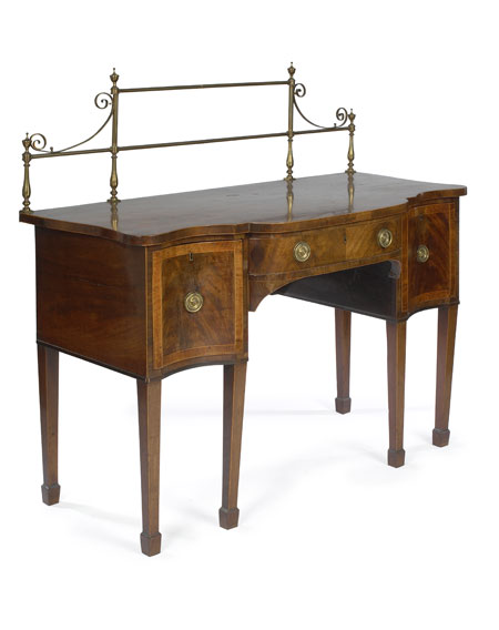 A George III period mahogany and boxwood strung sideboard