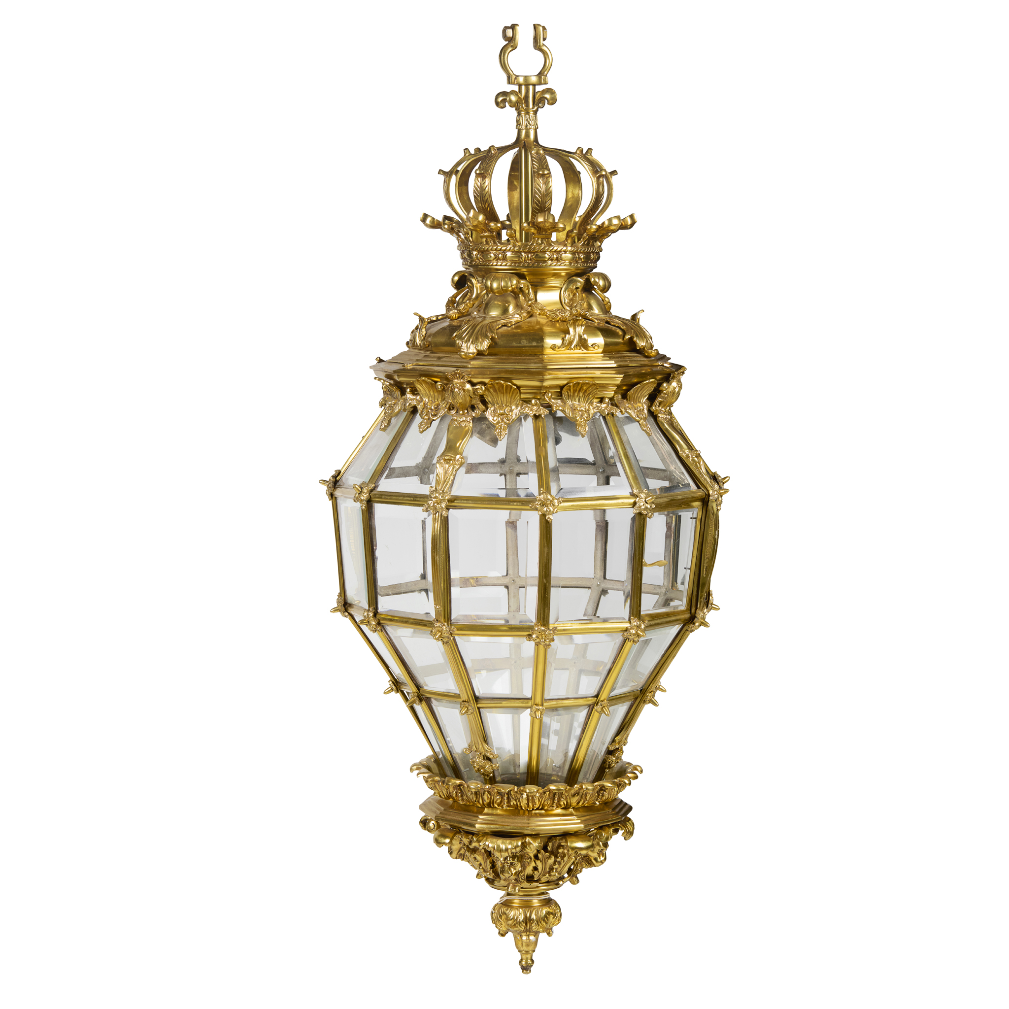 RÉGENCE STYLE LARGE BRASS HALL LANTERN
