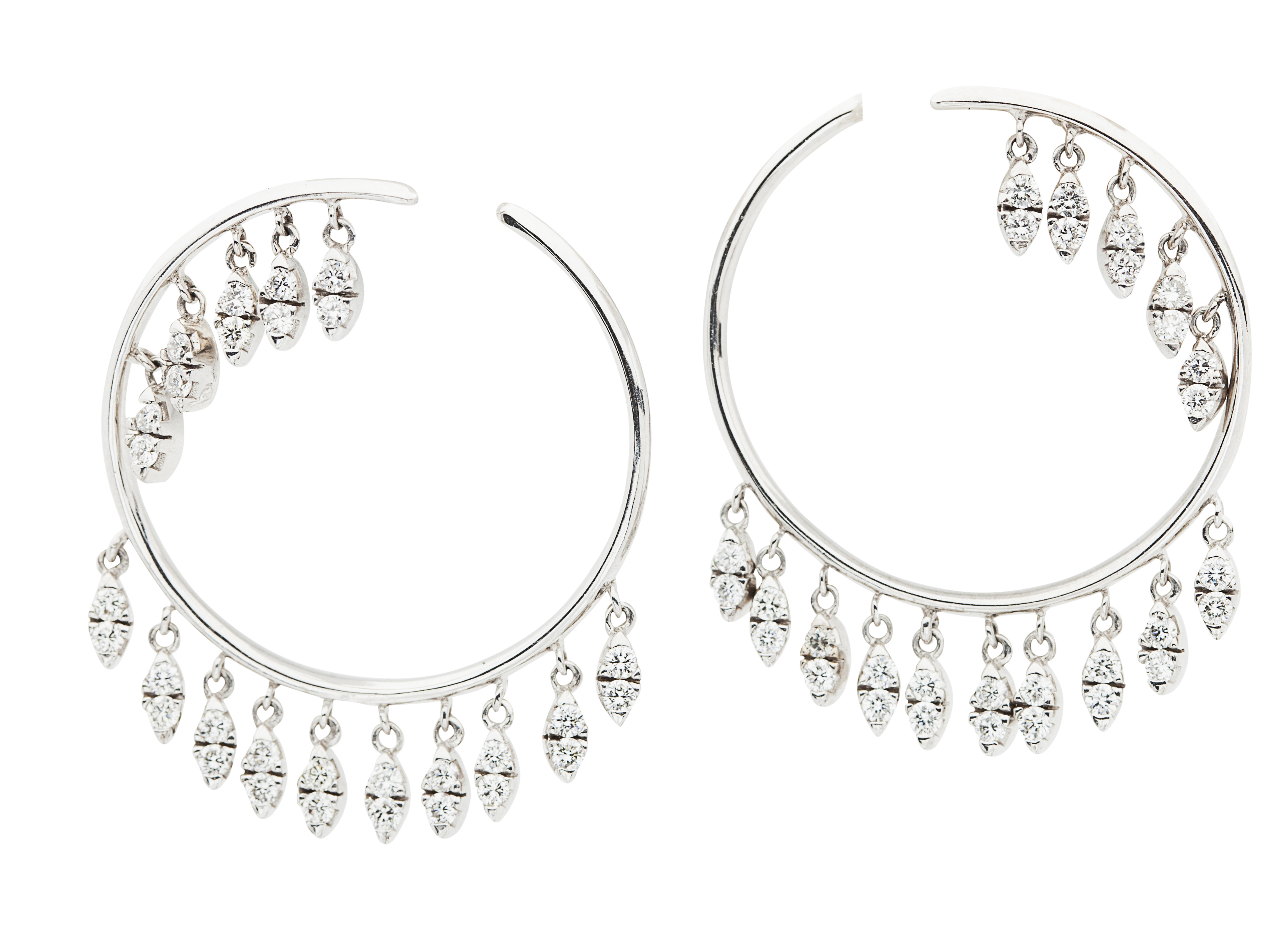 A pair of diamond set hoop earrings
