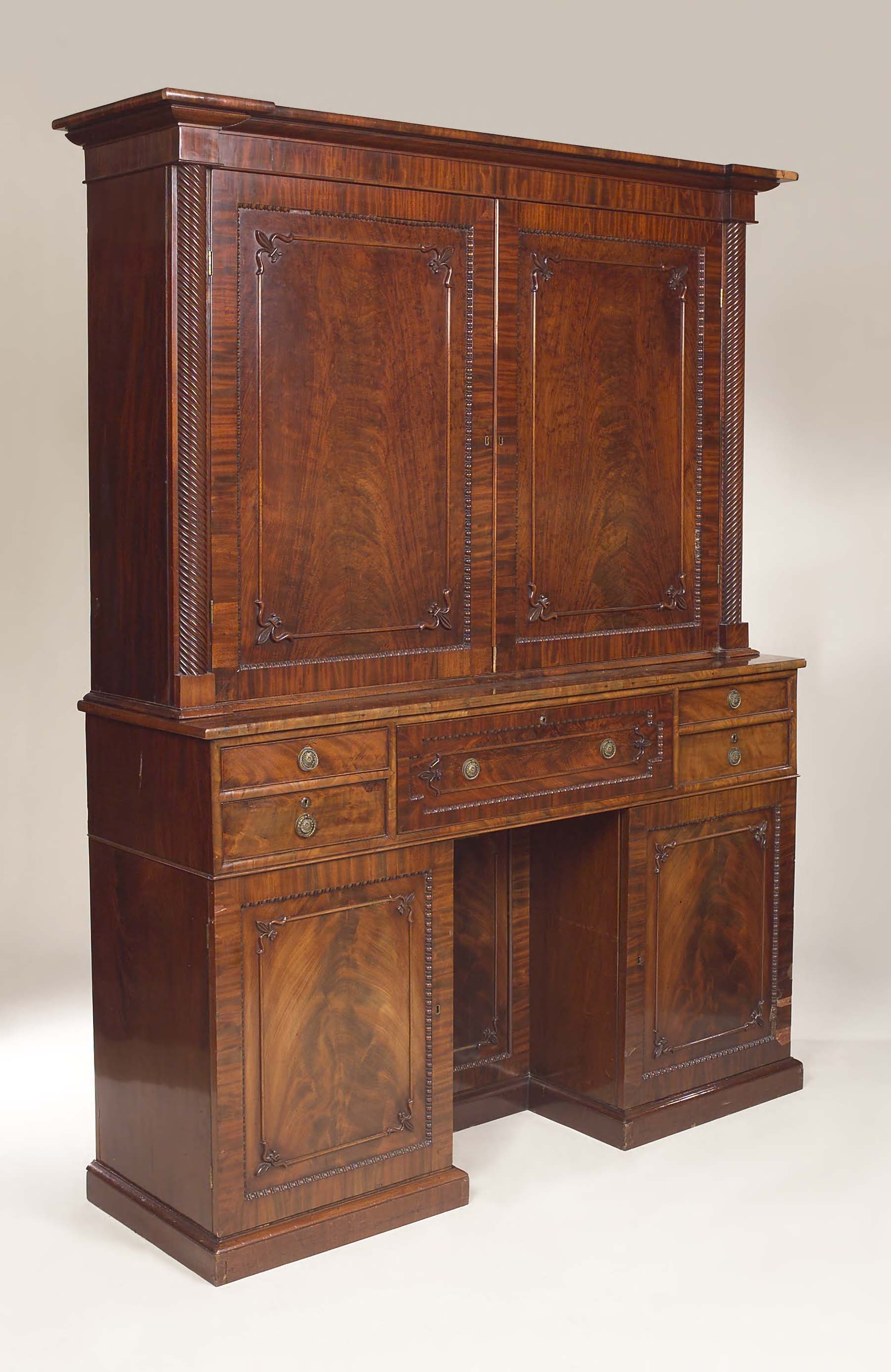 A Scottish William IV mahogany secretaire cabinet,