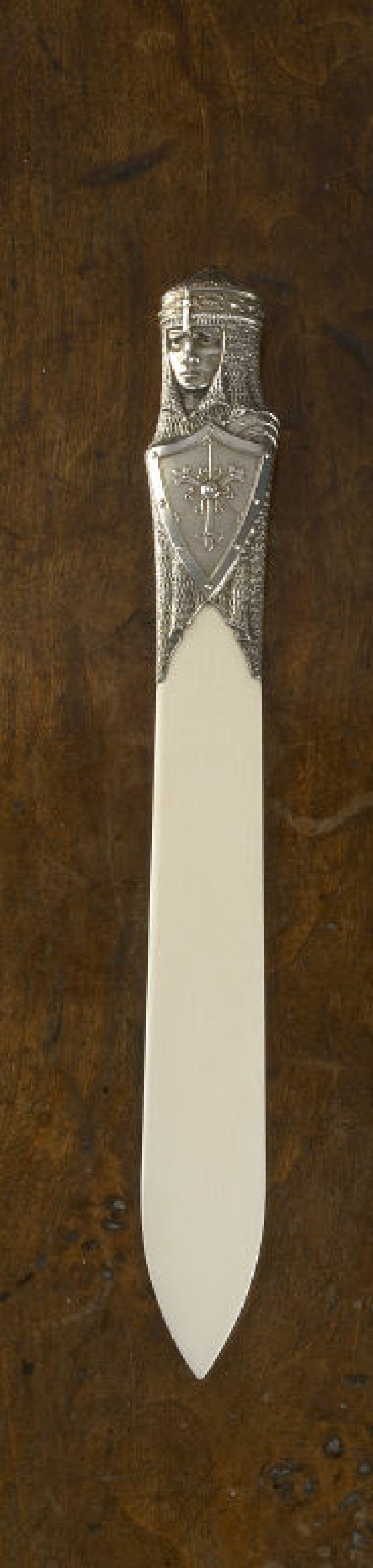 A white metal mounted ivory page turner