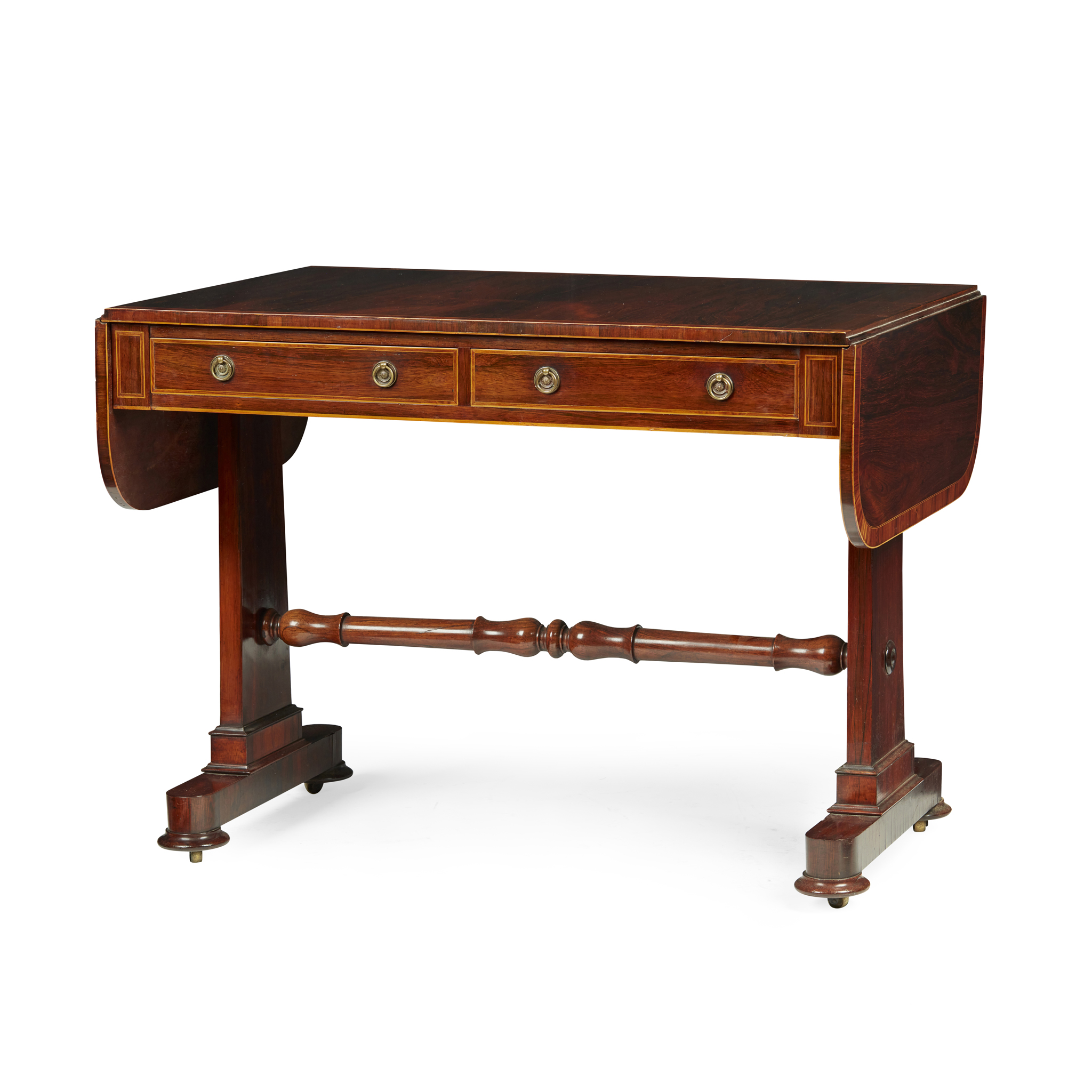 REGENCY ROSEWOOD AND TULIPWOOD SOFA TABLE