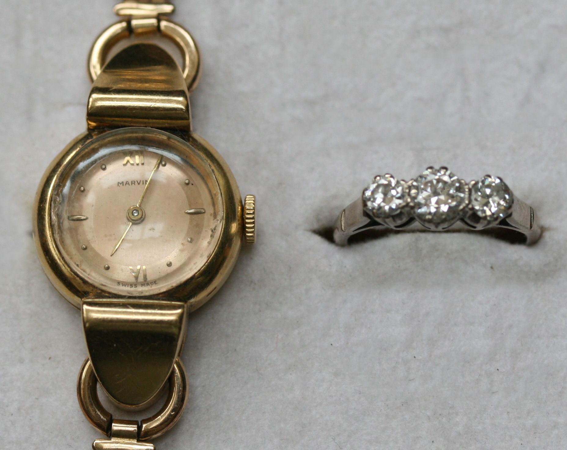 A three stone diamond ring