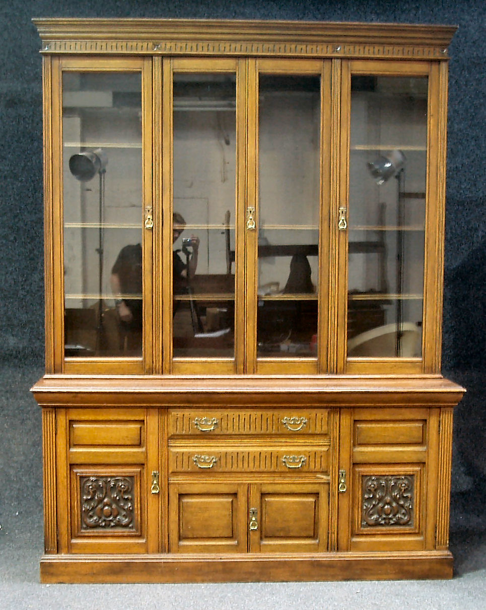 A large late Victorian oak bookcase