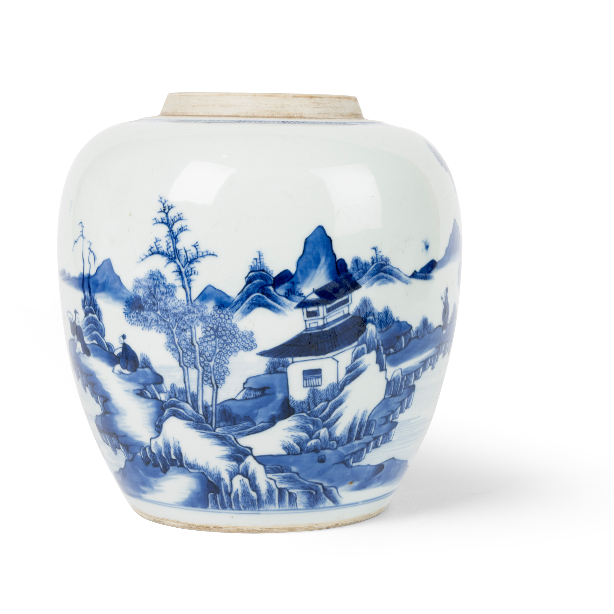 (item missing - vendor compensated £1500 17/2/25) CHINESE BLUE AND WHITE 'LANDSCAPE' GINGER JAR