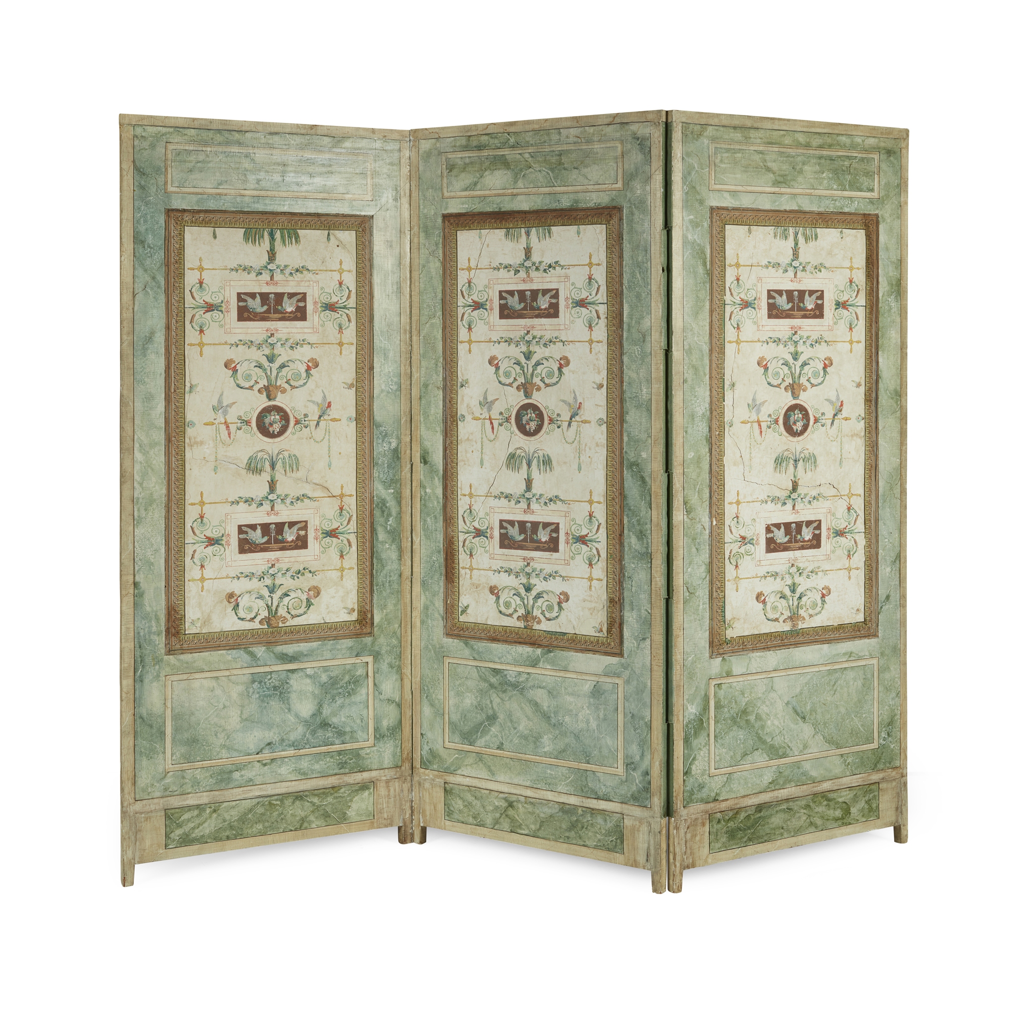 ROMAN REVIVAL THREE-FOLD FLOOR SCREEN