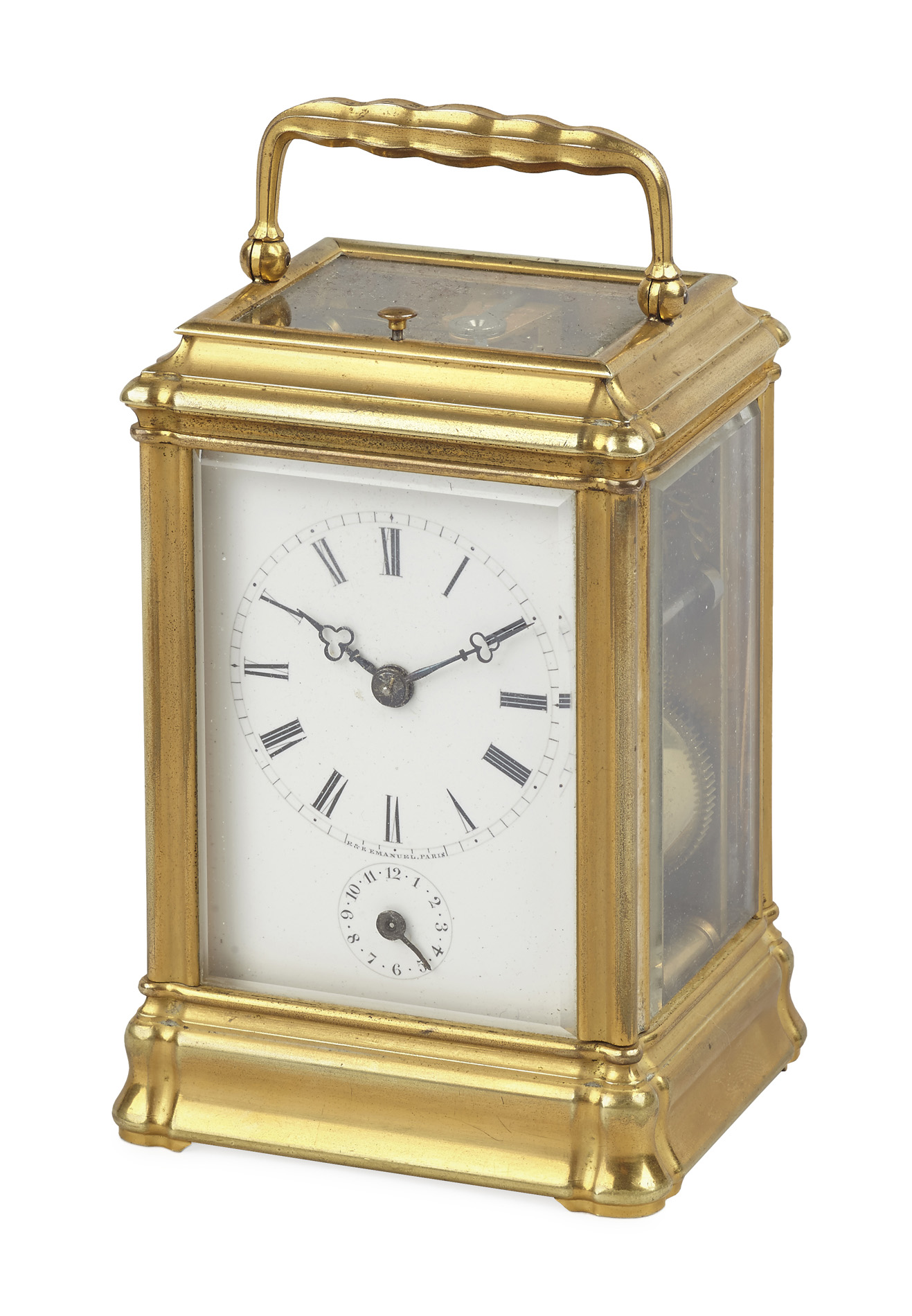 FRENCH BRASS REPEATING CARRIAGE CLOCK
