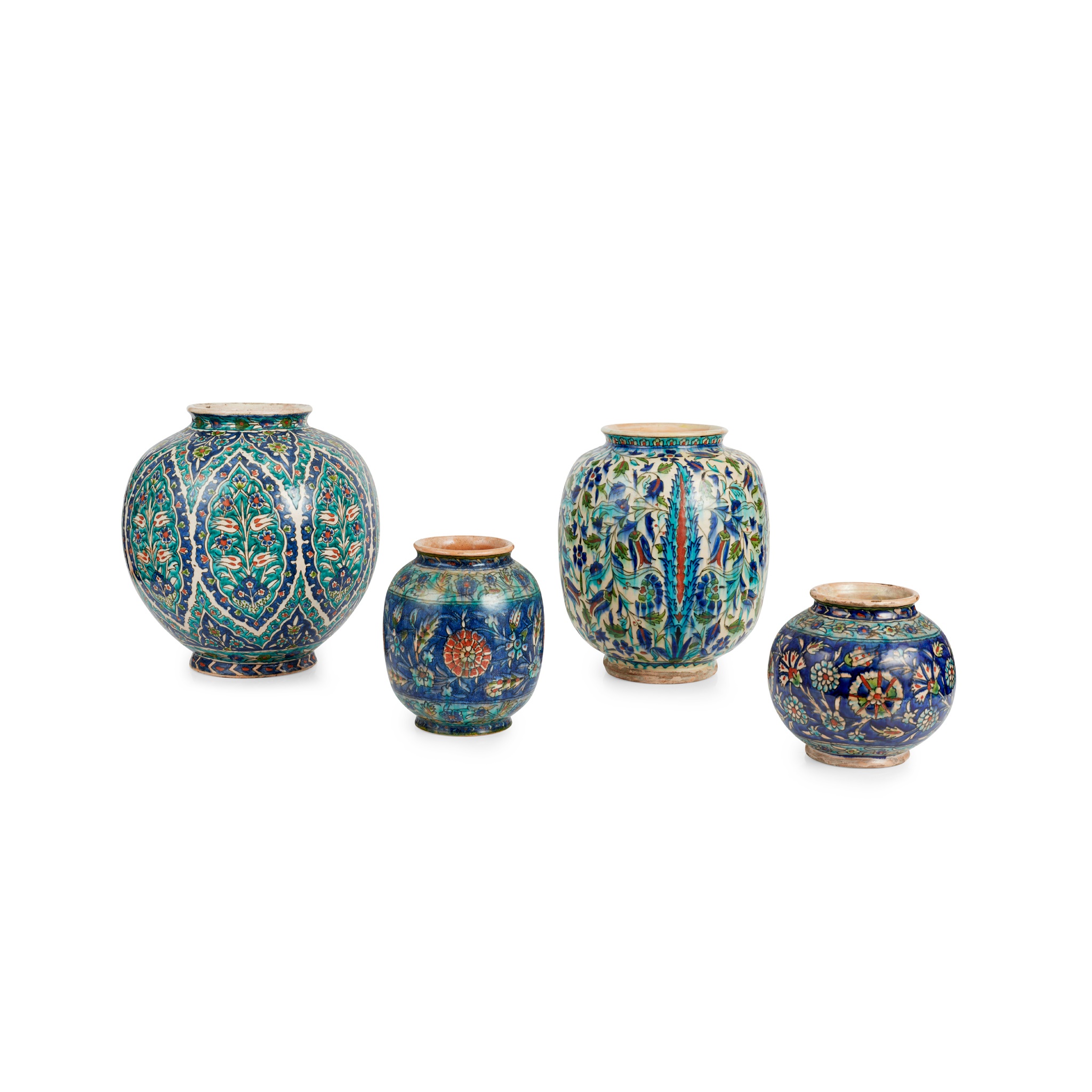 GROUP OF FOUR KUTAHYA POTTERY JARS