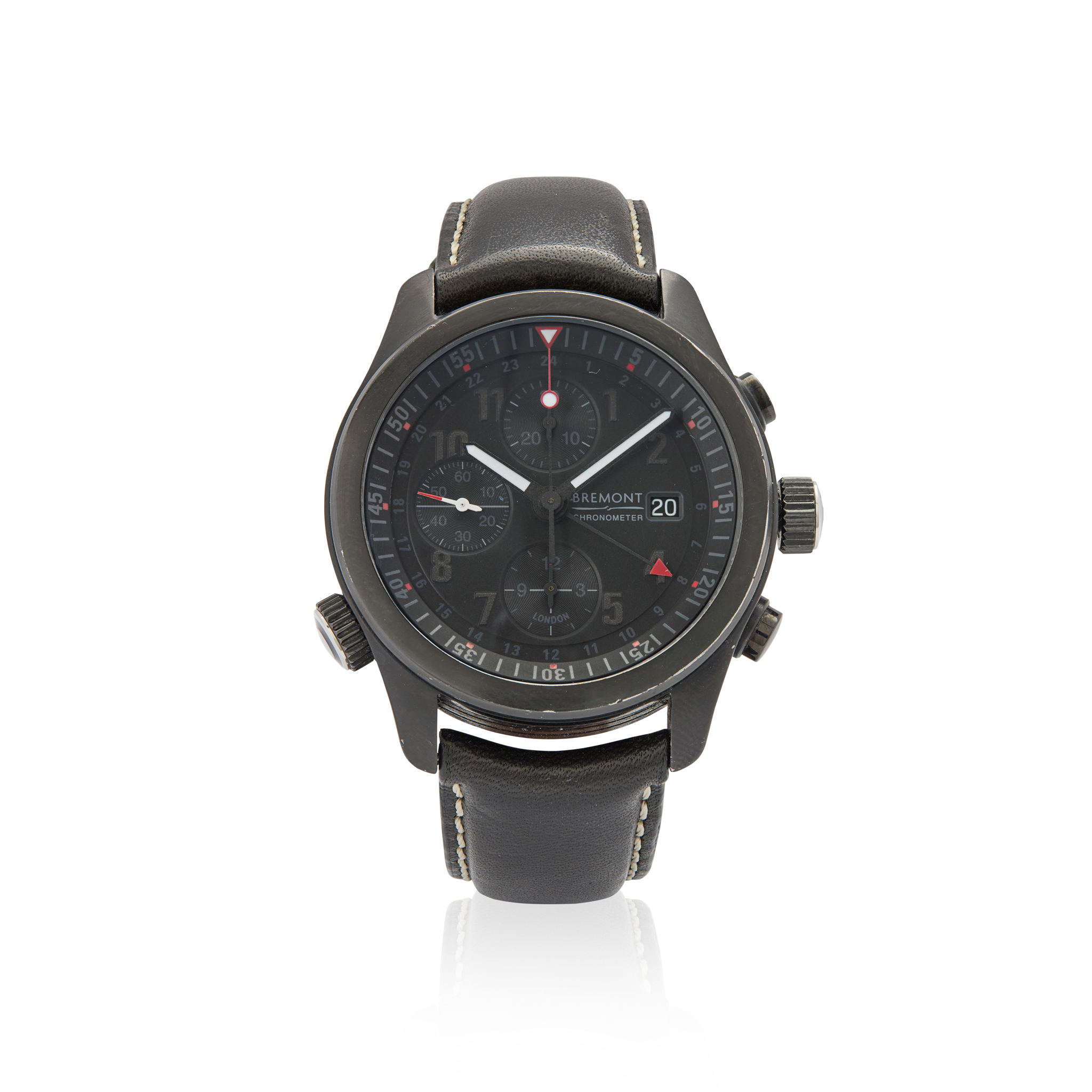 Bremont. A stainless steel & DLC coated automatic chronograph wristwatch with 24hr hand