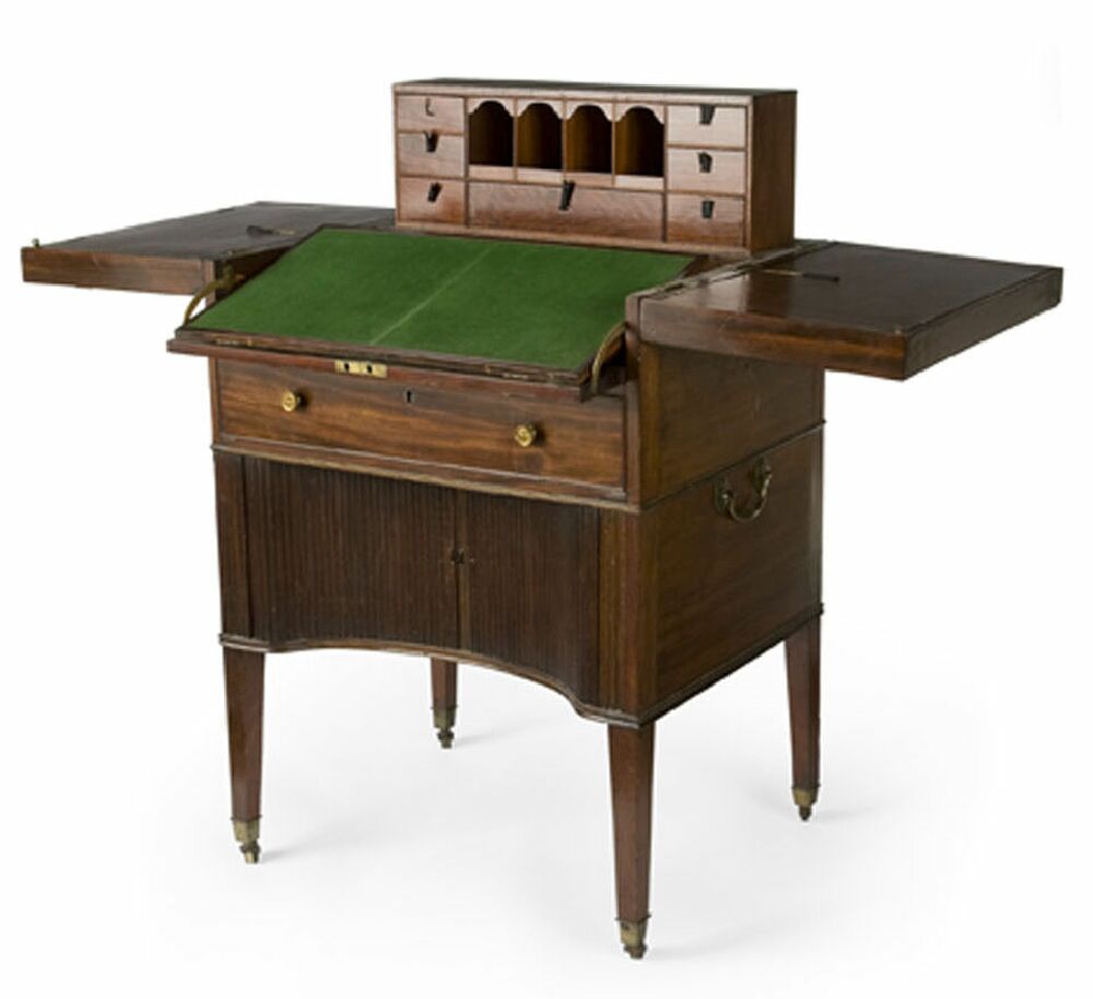 An unusual George III mahogany combined gentleman's writing and dressing table