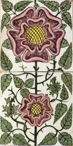 William de Morgan (1839-1917) An 'Elsley' pattern two-tile panel,