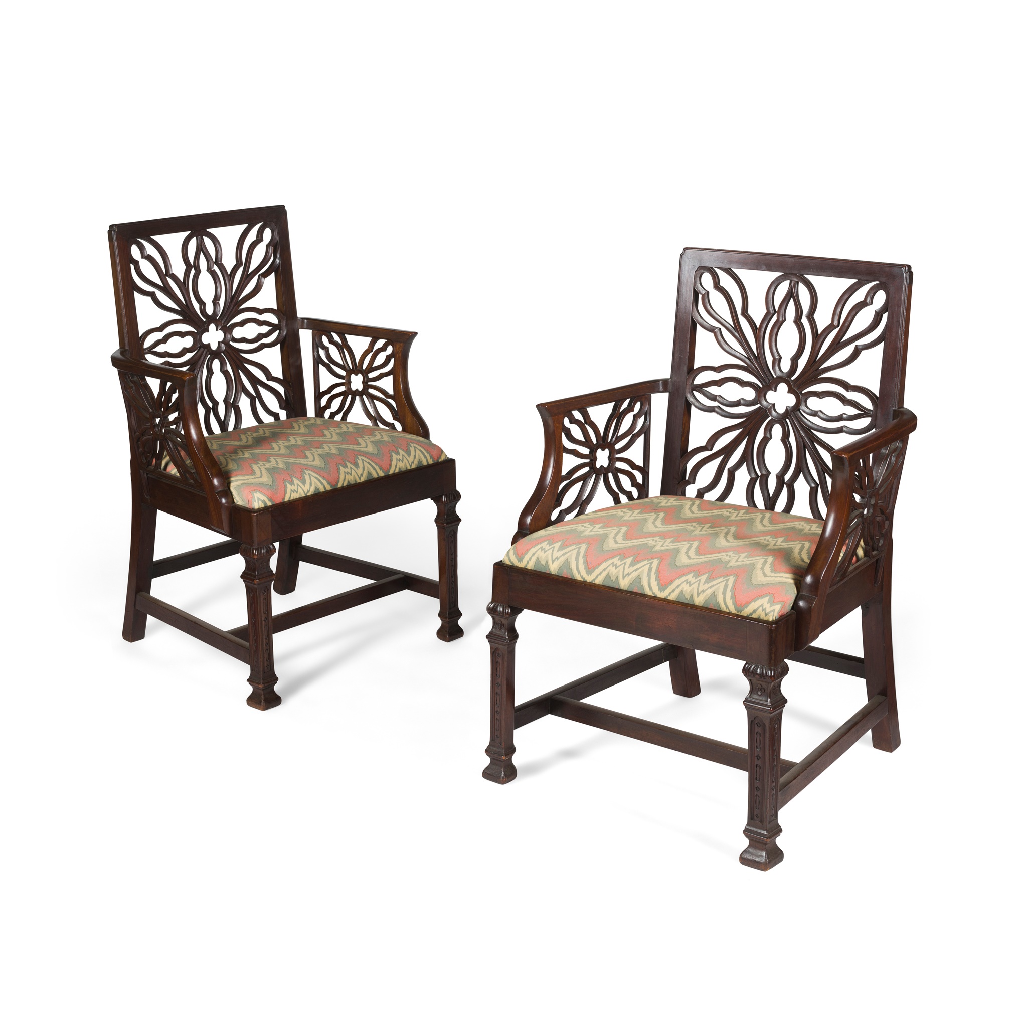 PAIR OF GEORGE III STYLE MAHOGANY ARMCHAIRS