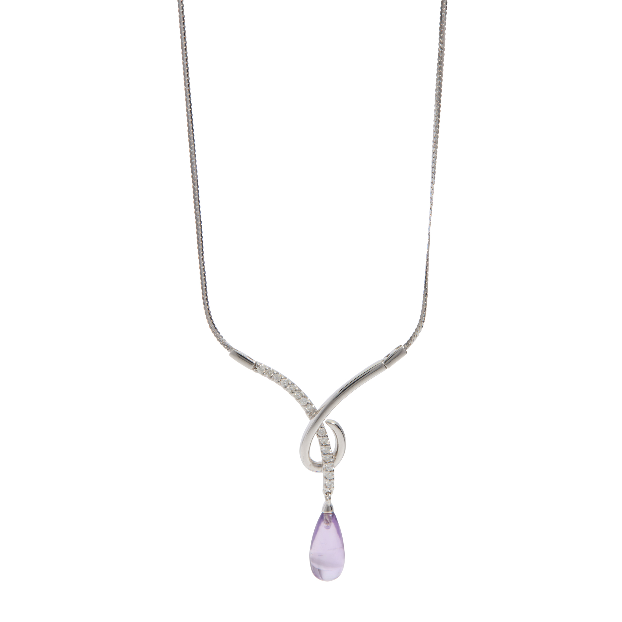 An 18ct gold amethyst and diamond necklace