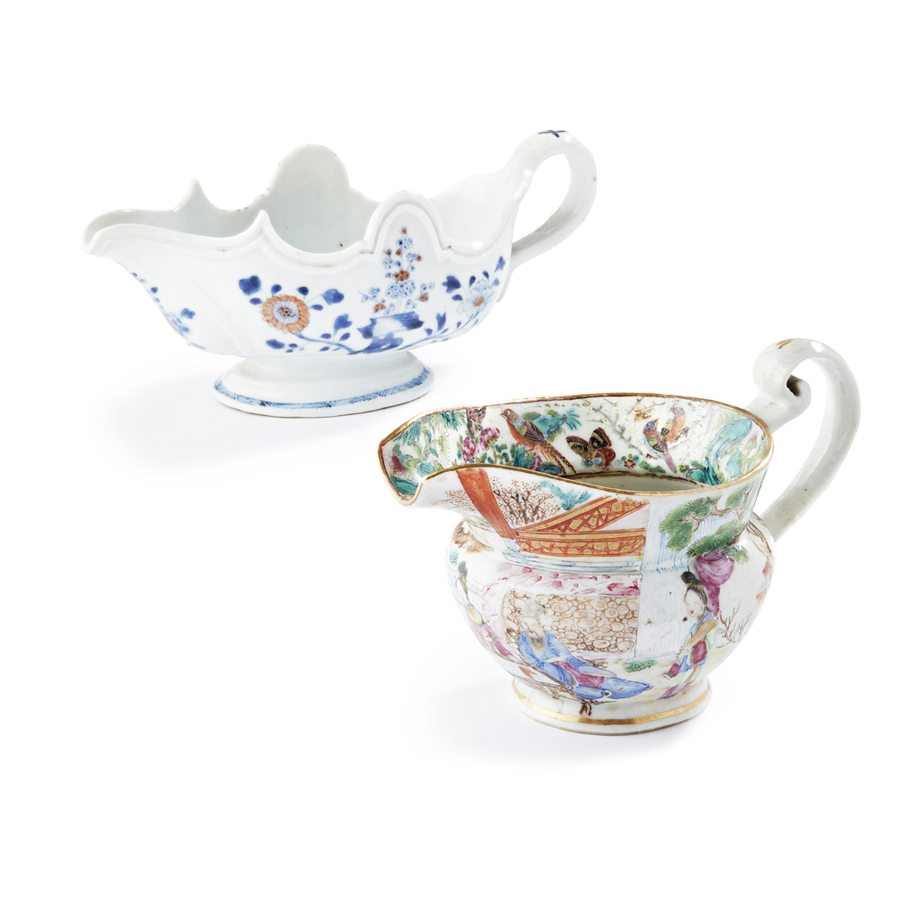 TWO PORCELAIN SAUCE BOATS