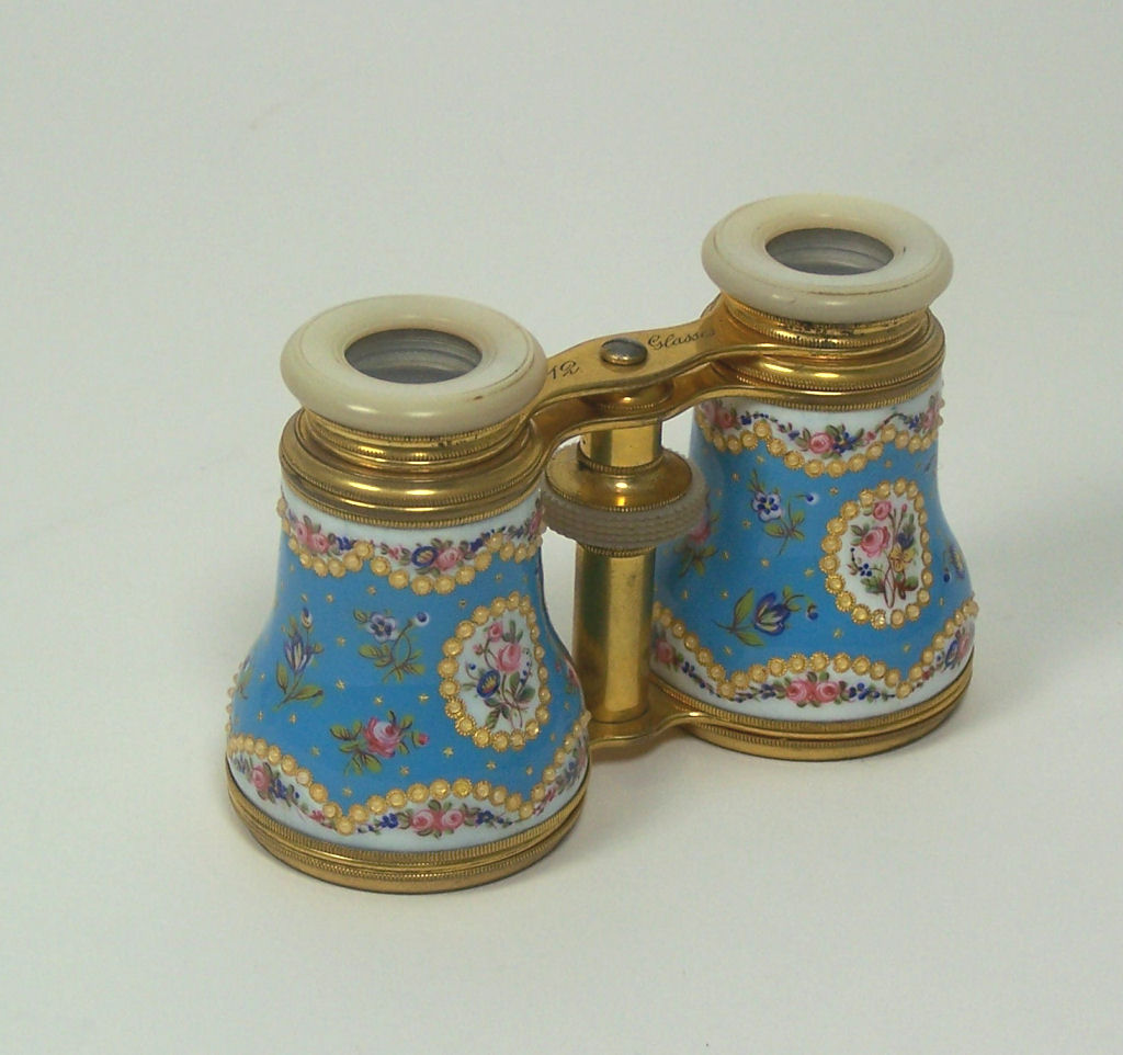 A pair of Victorian enamelled opera glasses