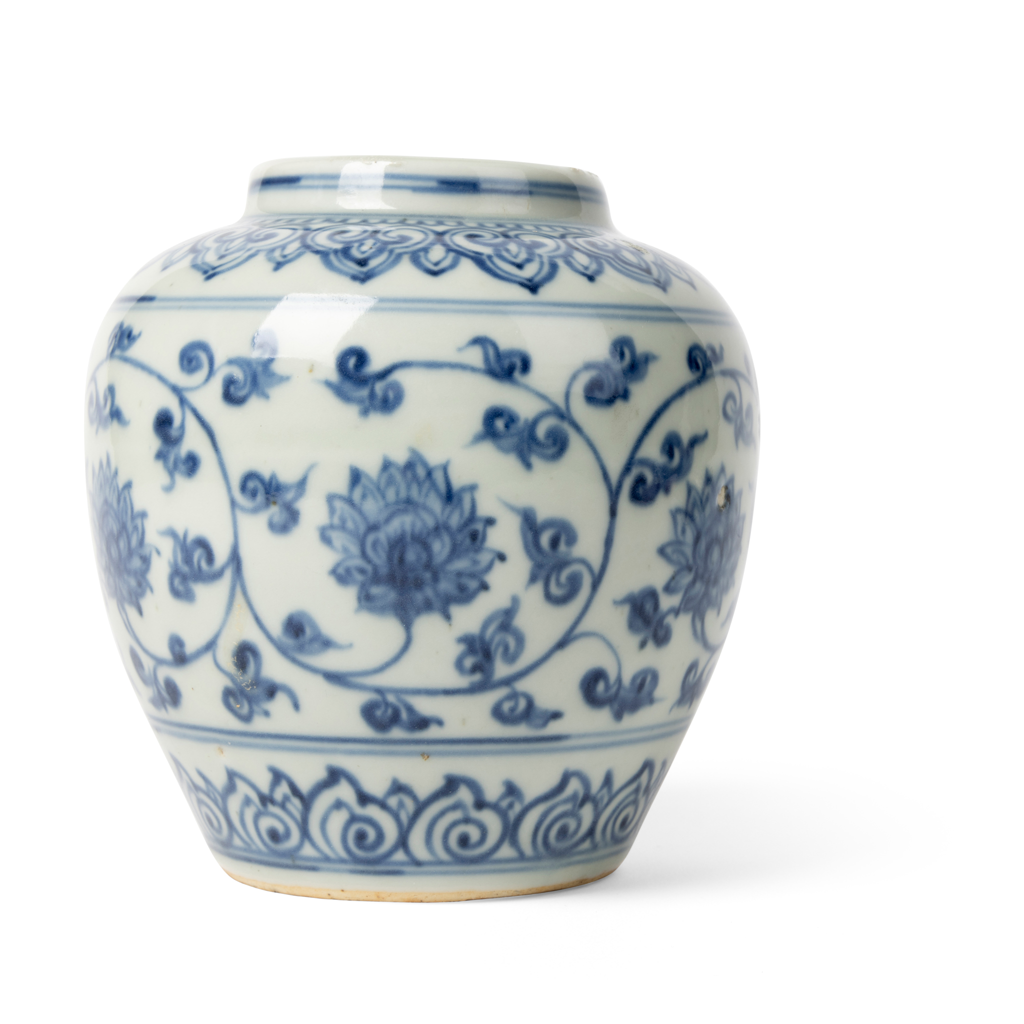 CHINESE BLUE AND WHITE 'LOTUS' JAR