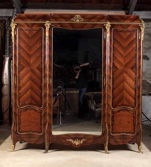 A Louis XV style kingwood and gilt bronze mounted armoire,