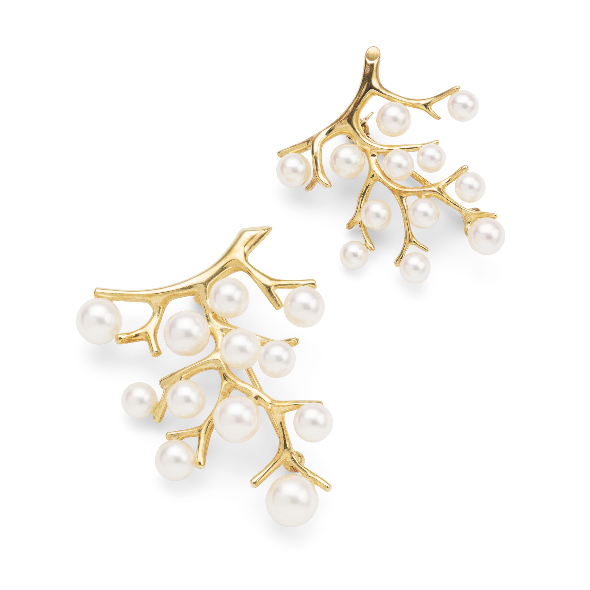Mikimoto: Two cultured pearl brooches
