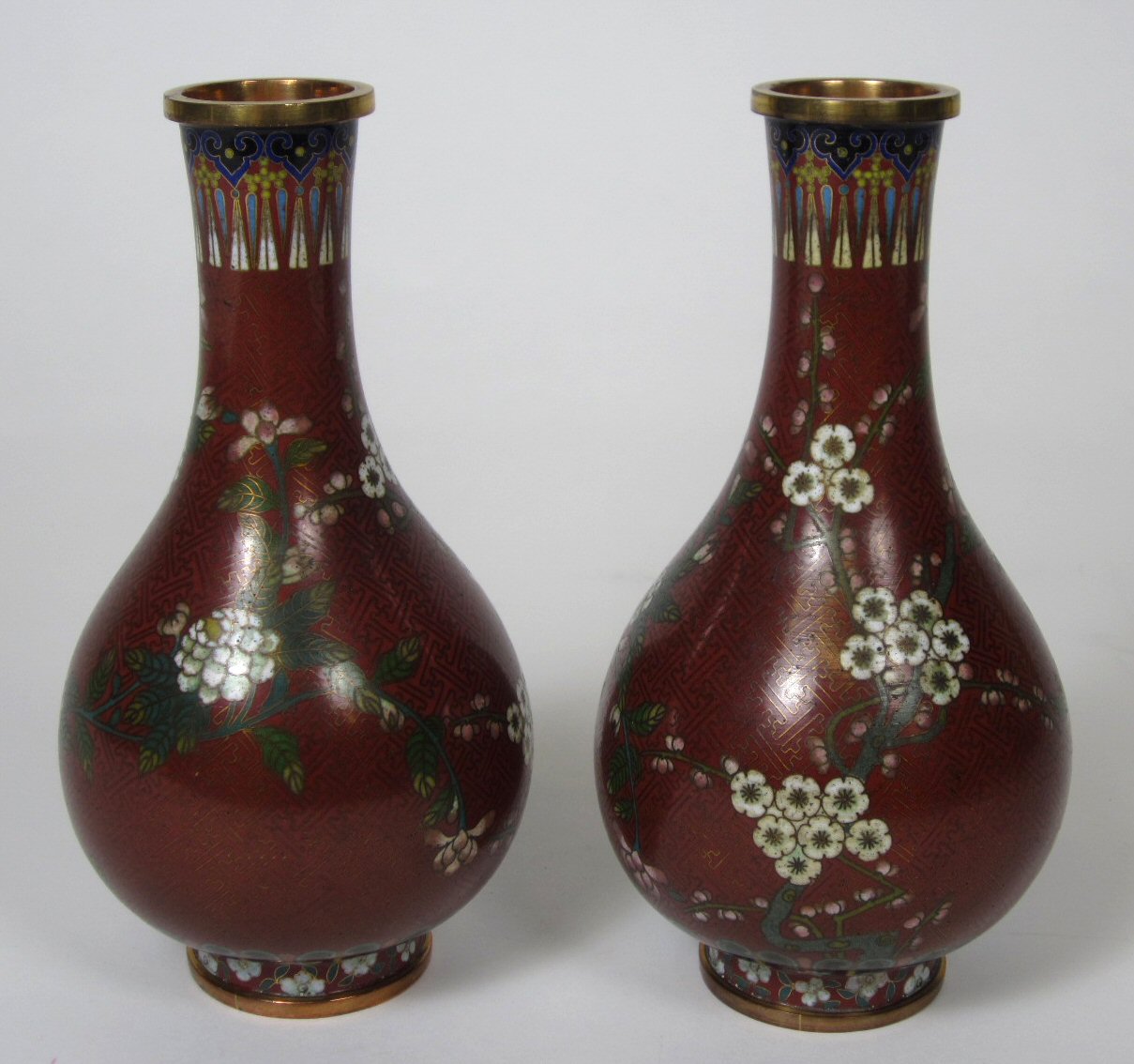PAIR OF CHINESE CLOISONNE VASES