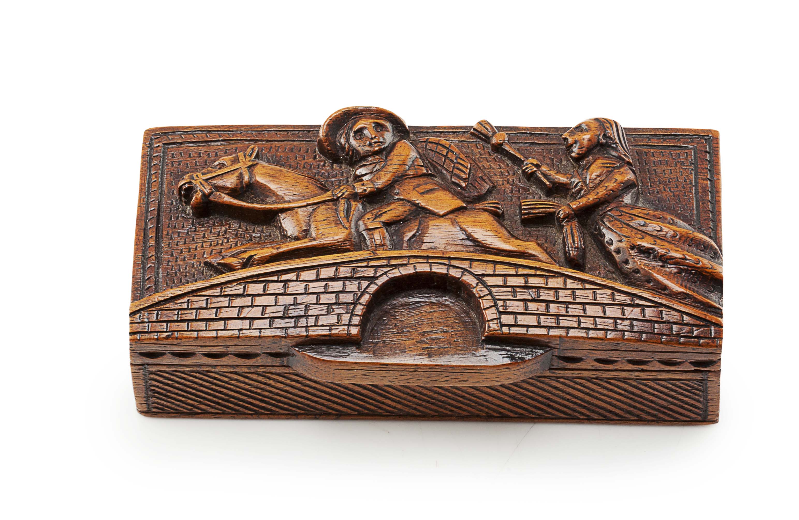 A SCOTTISH CARVED TOBACCO BOX