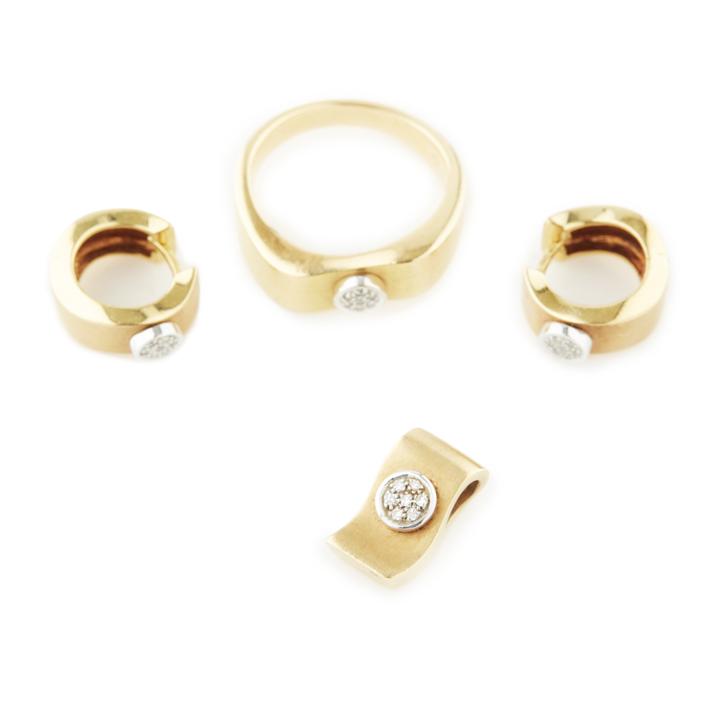A suite of contemporary diamond set jewellery