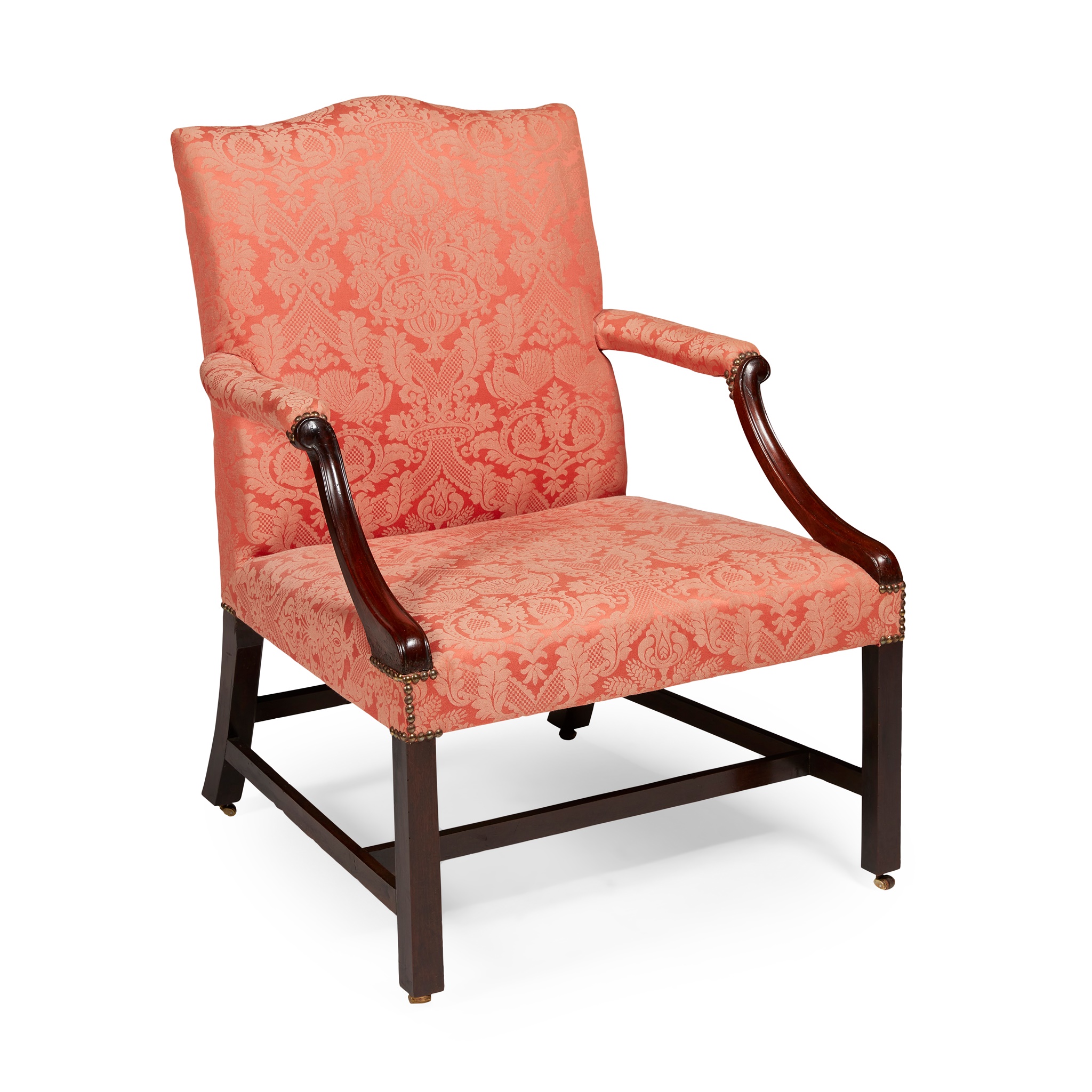 GEORGE III MAHOGANY LIBRARY ARMCHAIR