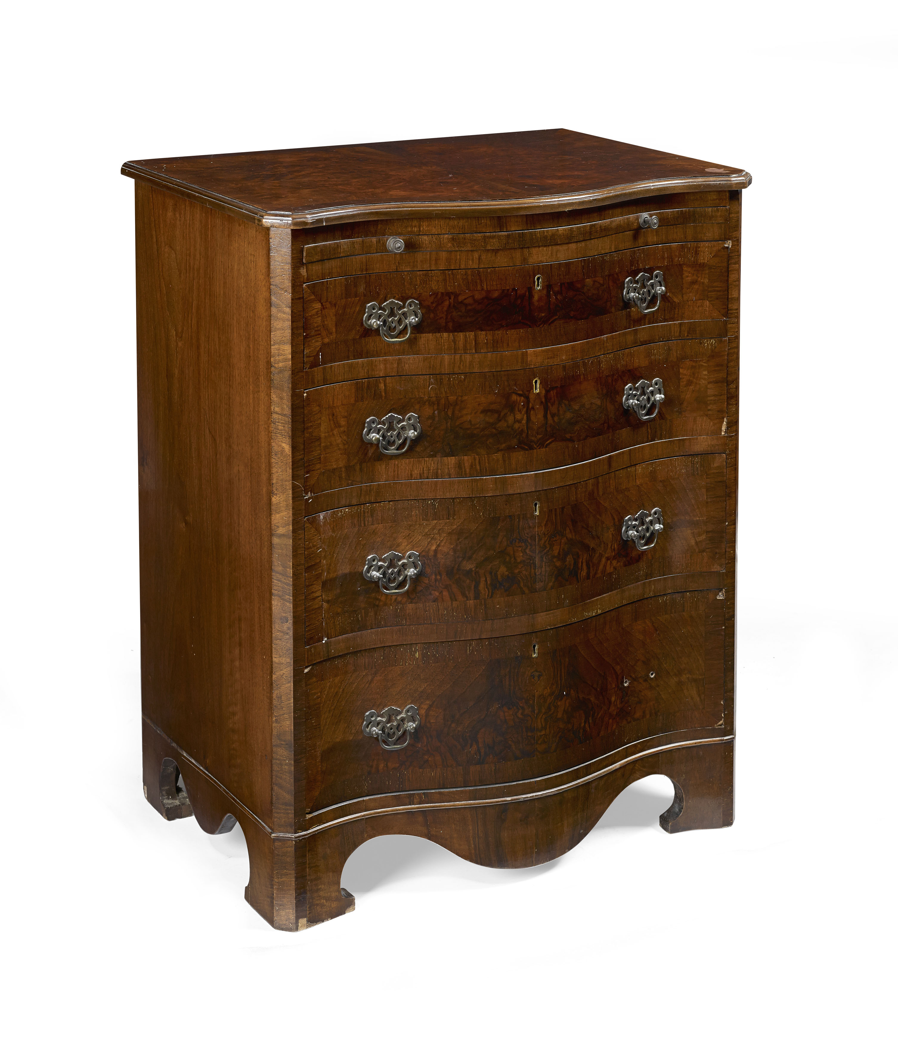 SMALL WALNUT SERPENTINE GENTLEMAN'S CHEST
