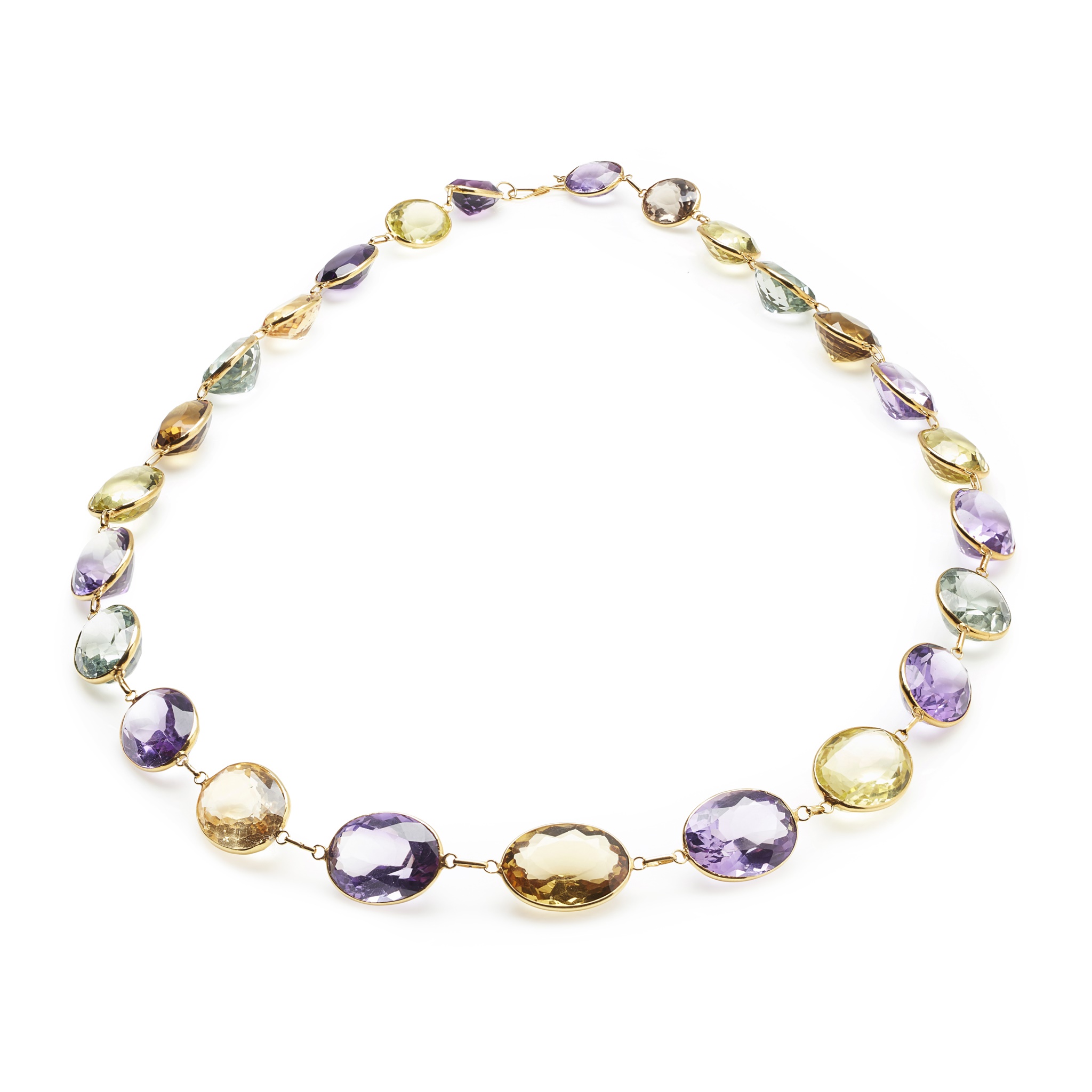 A multi-gem set necklace