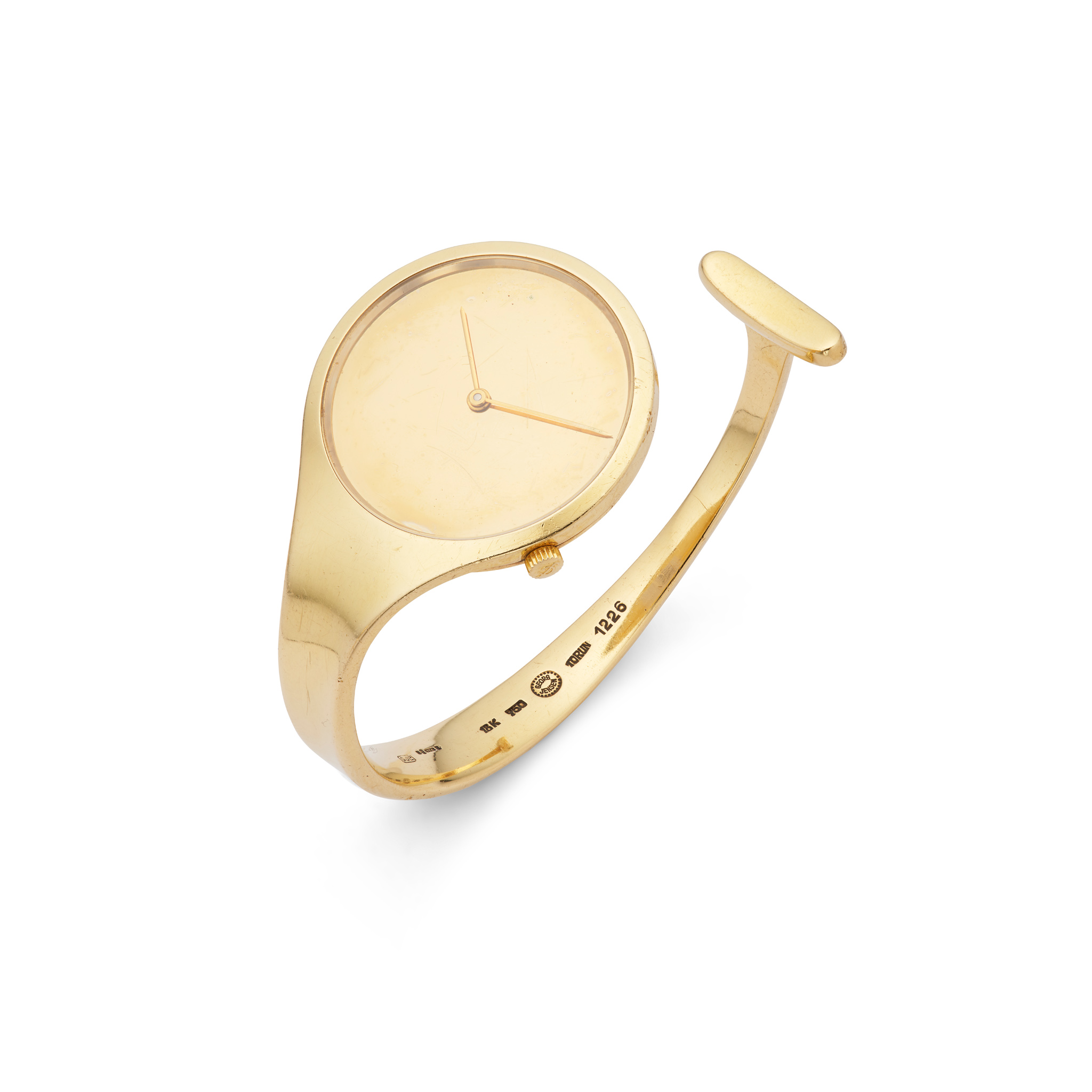 Georg Jensen: A gold "Vivianna Torun" watch, 1973