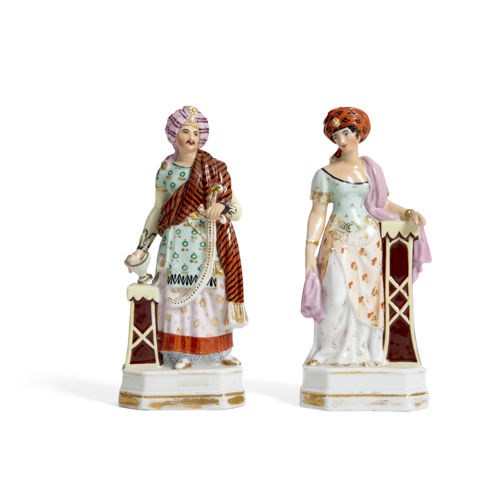 PAIR OF 'PORCELAINE DE PARIS' FIGURES OF OTTOMAN TURKS