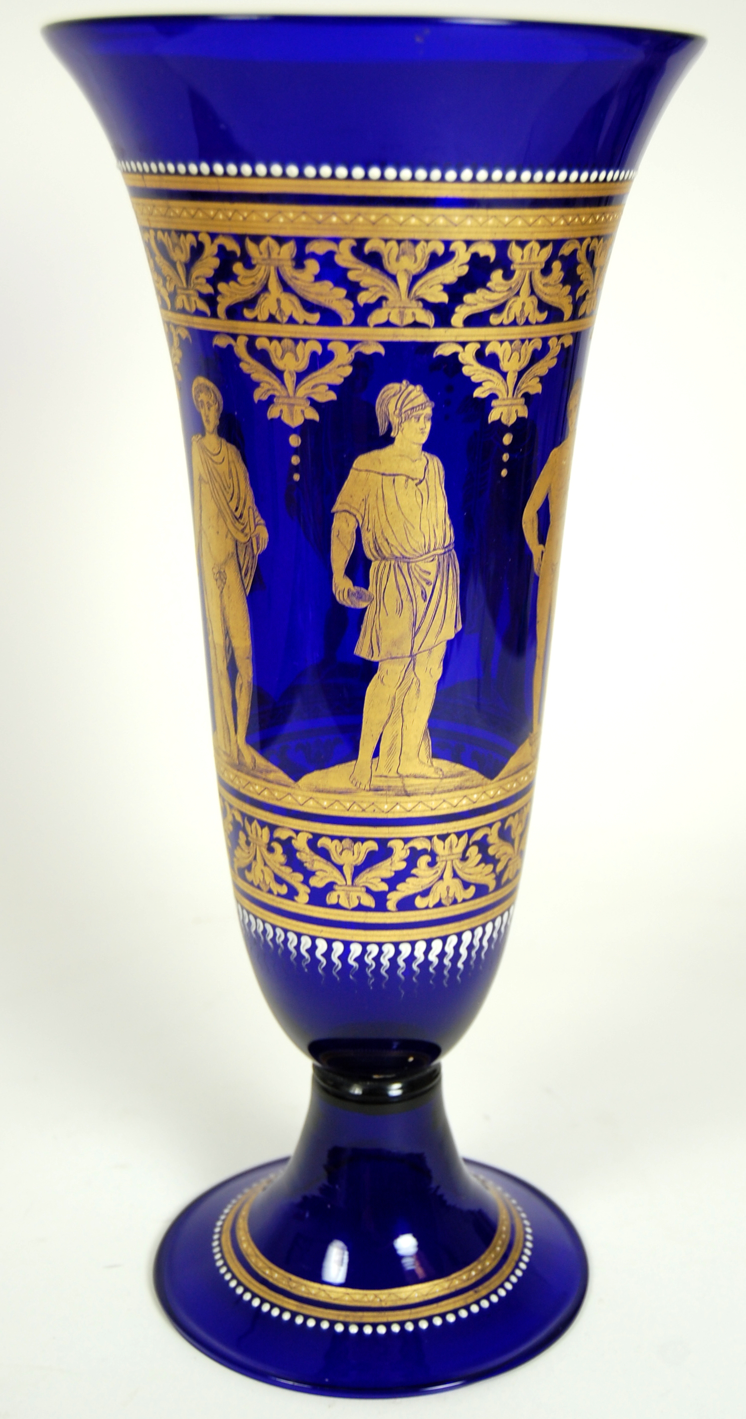A late 19th century Bohemian blue glass vase