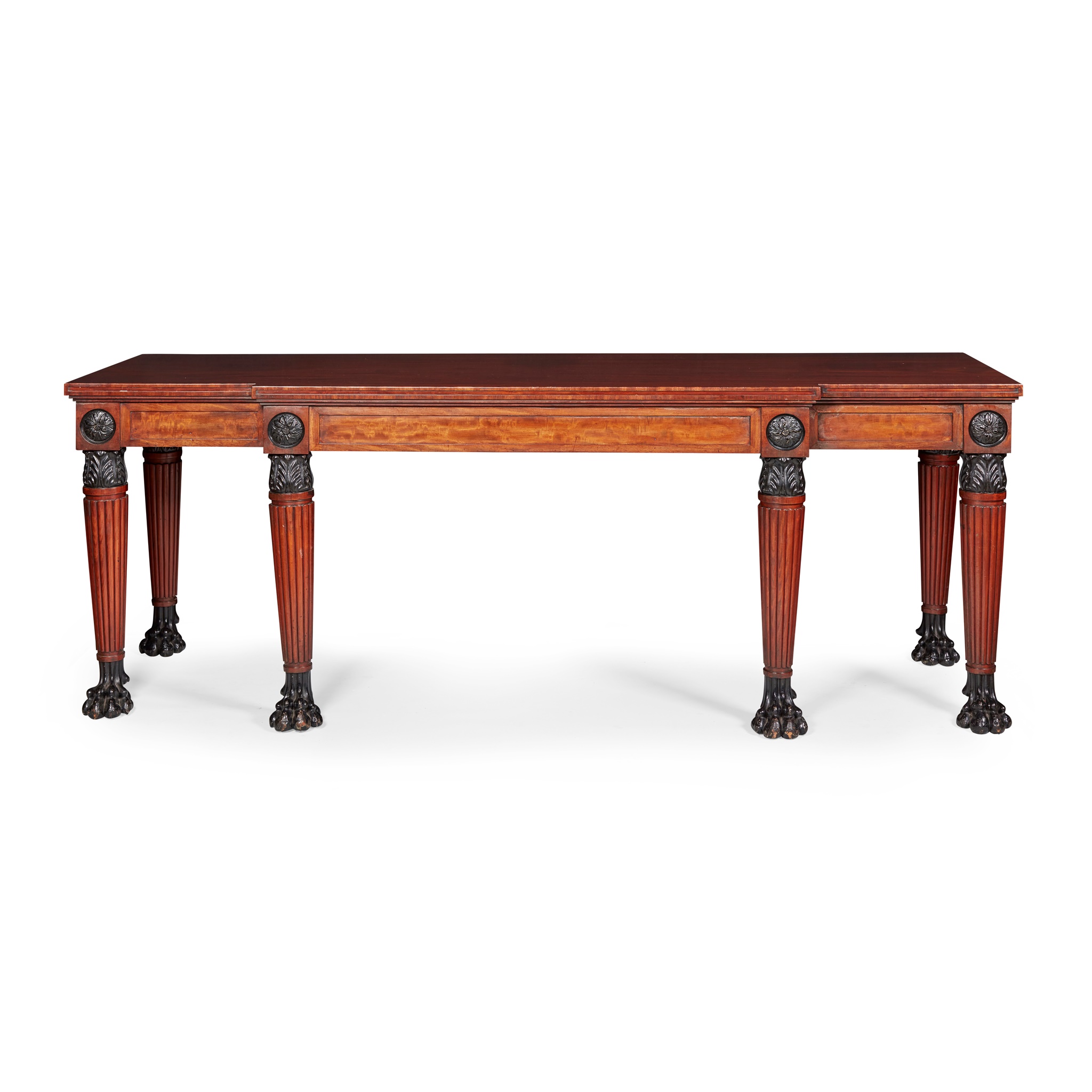 LARGE REGENCY MAHOGANY AND EBONISED BREAKFRONT SERVING TABLE