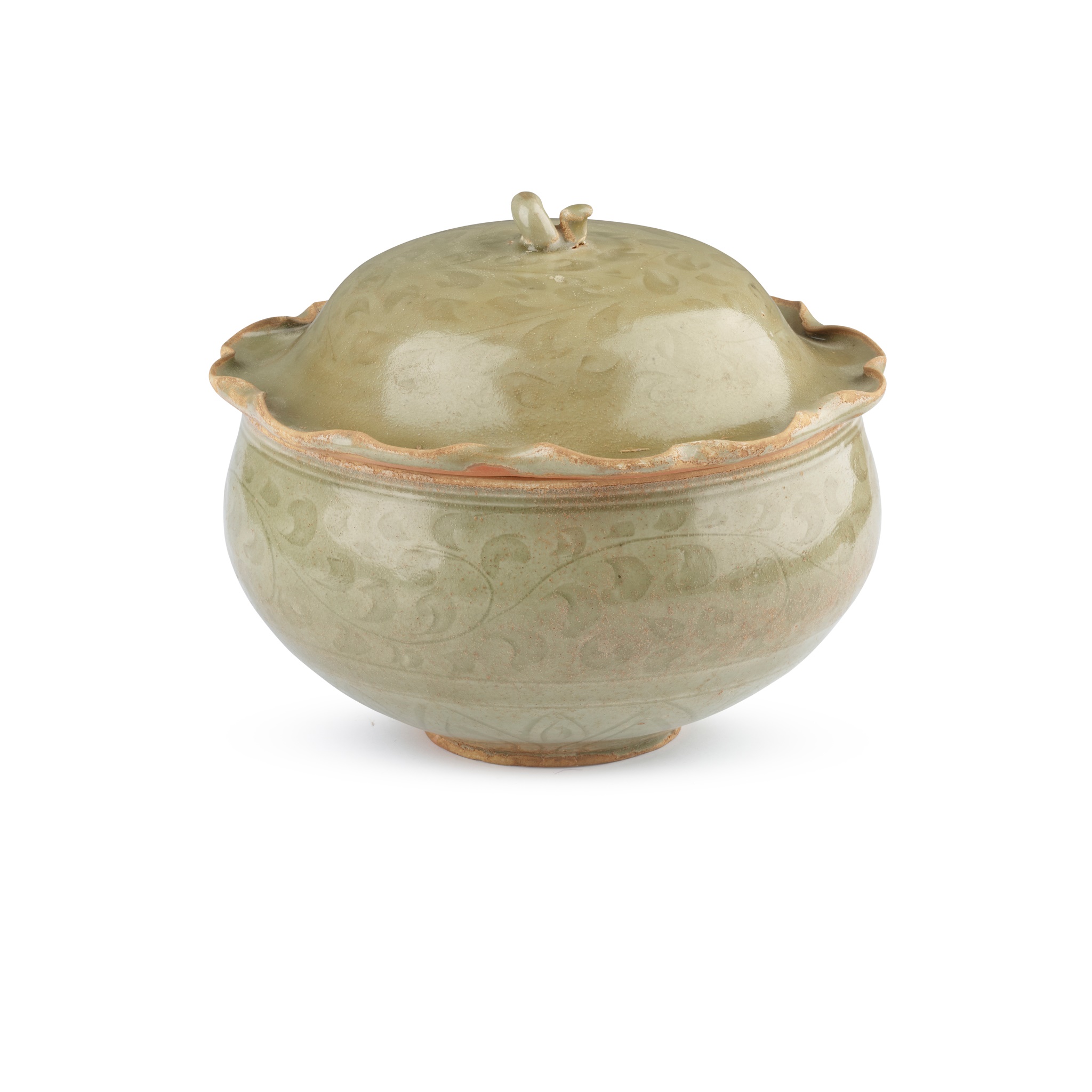 CELADON-GLAZED BOWL WITH COVER