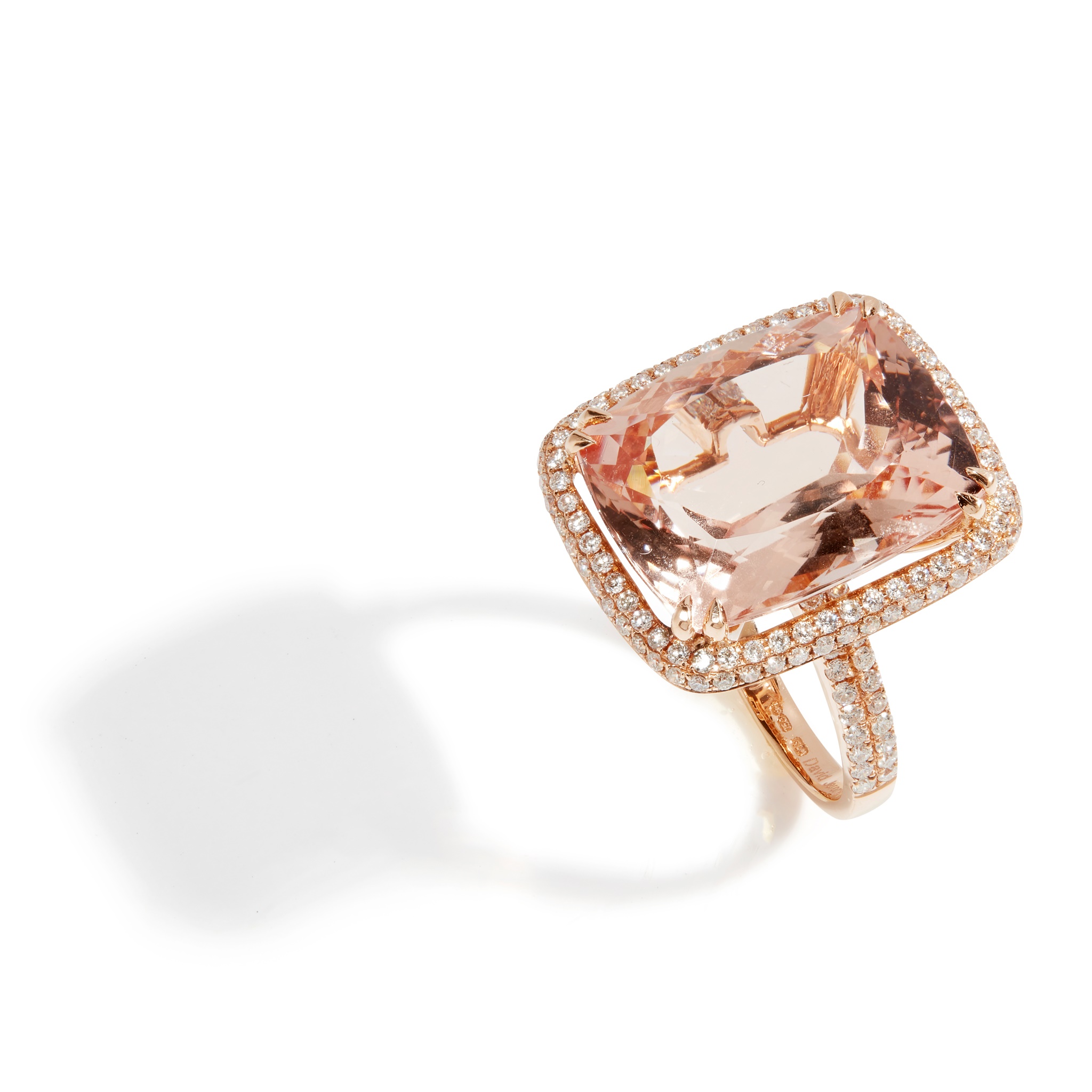 A morganite and diamond set cocktail ring