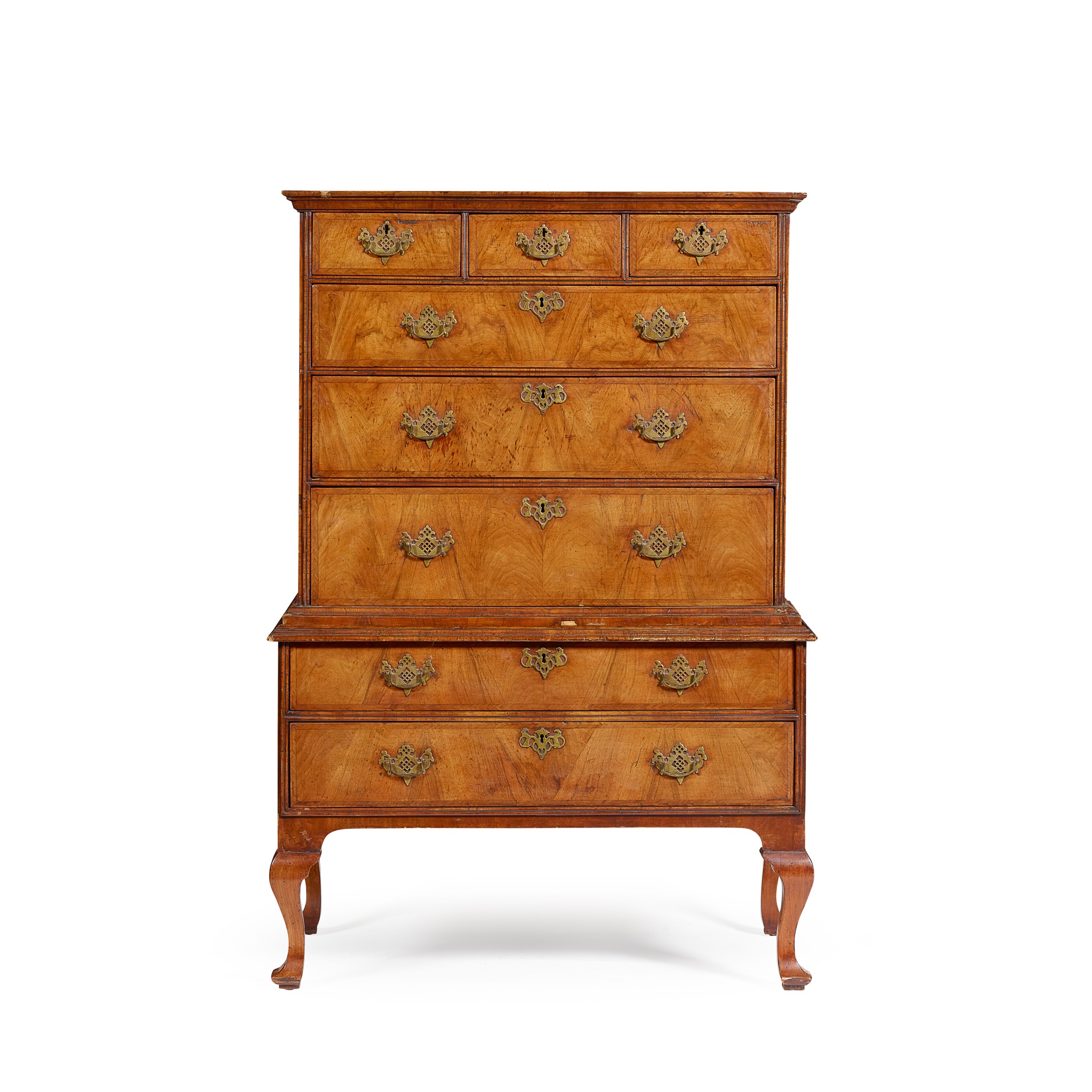 GEORGE II WALNUT CHEST-ON-STAND