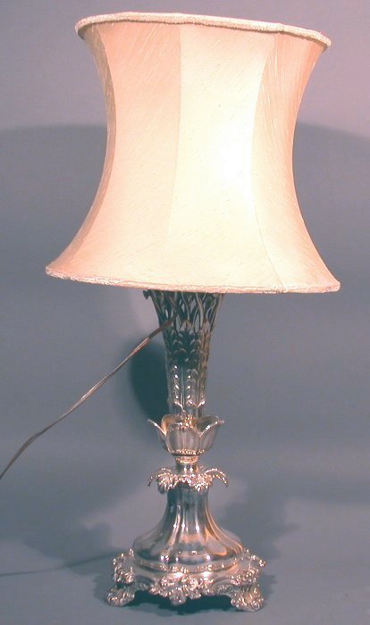A silver plated table lamp