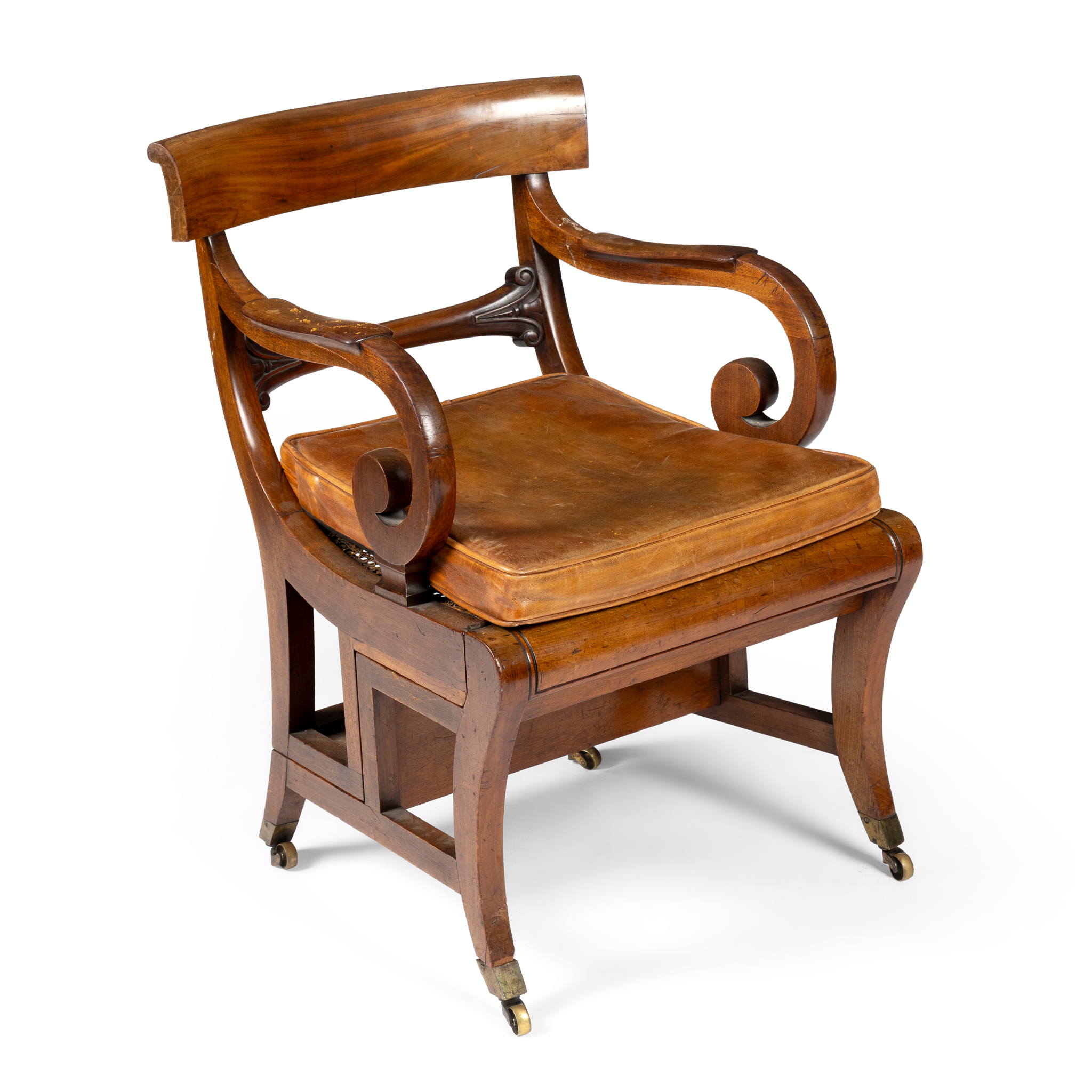 A GEORGE IV MAHOGANY METAMORPHIC LIBRARY CHAIR