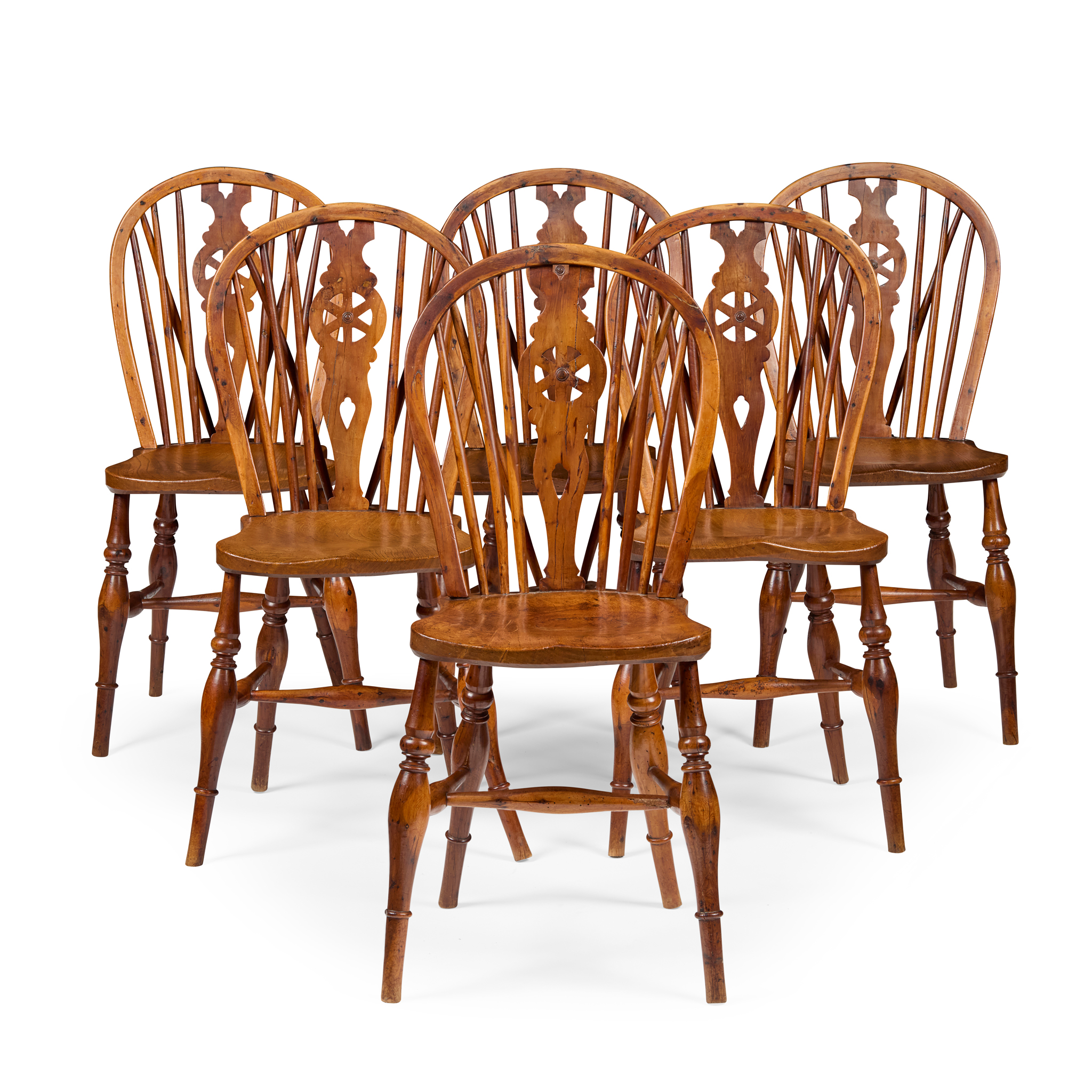SET OF SIX YEW WOOD WINDSOR CHAIRS