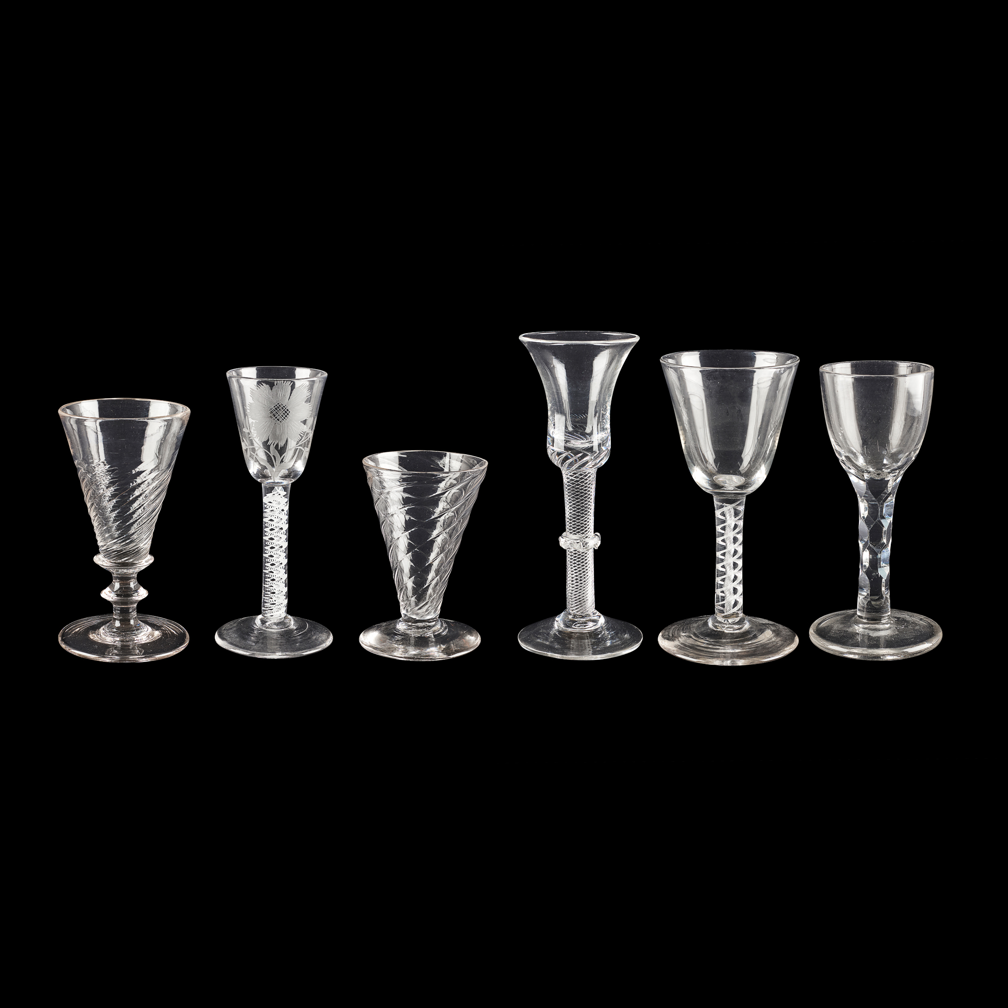 COLLECTION OF SIX VARIOUS GLASSES