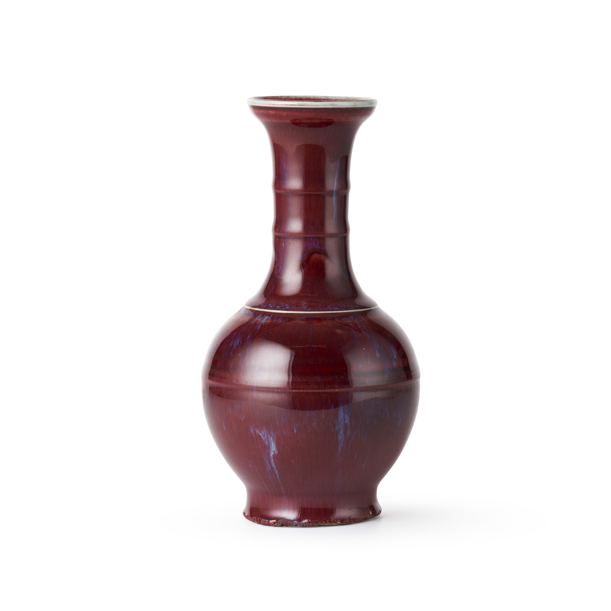 FLAMBÉ-GLAZED RIBBED VASE