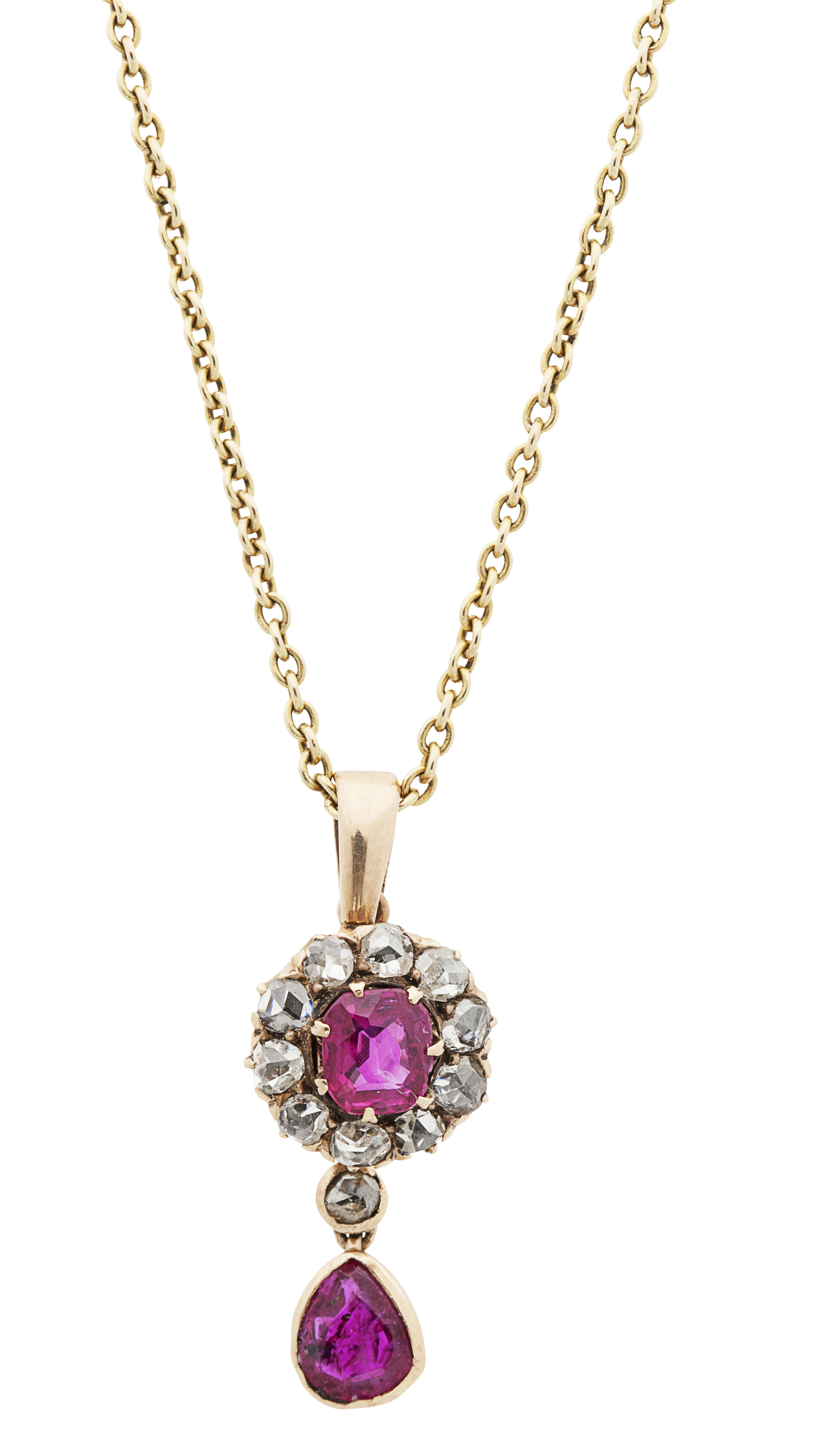 A ruby and diamond set pendant