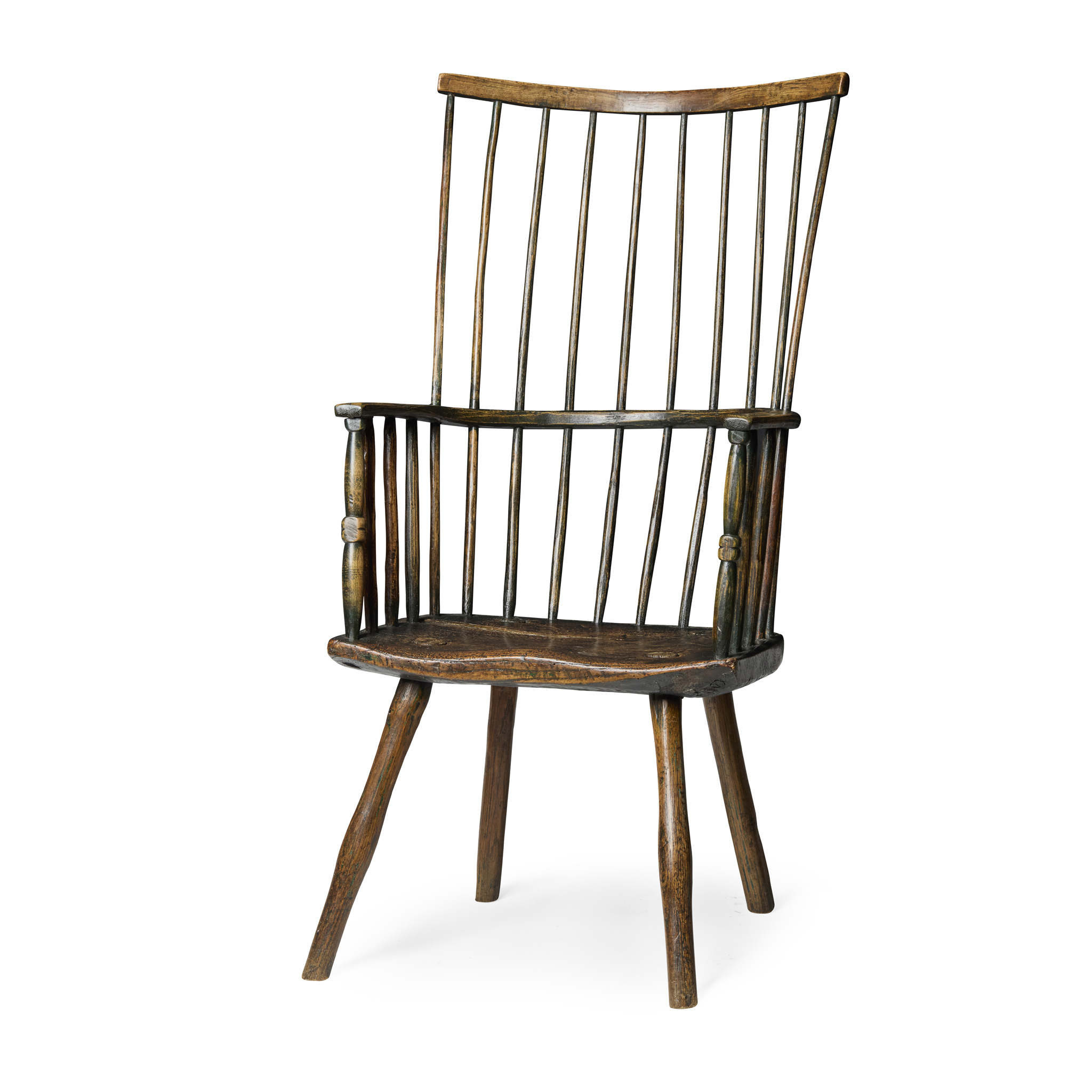 SCOTTISH VERNACULAR ELM HIGH COMB BACK WINDSOR CHAIR