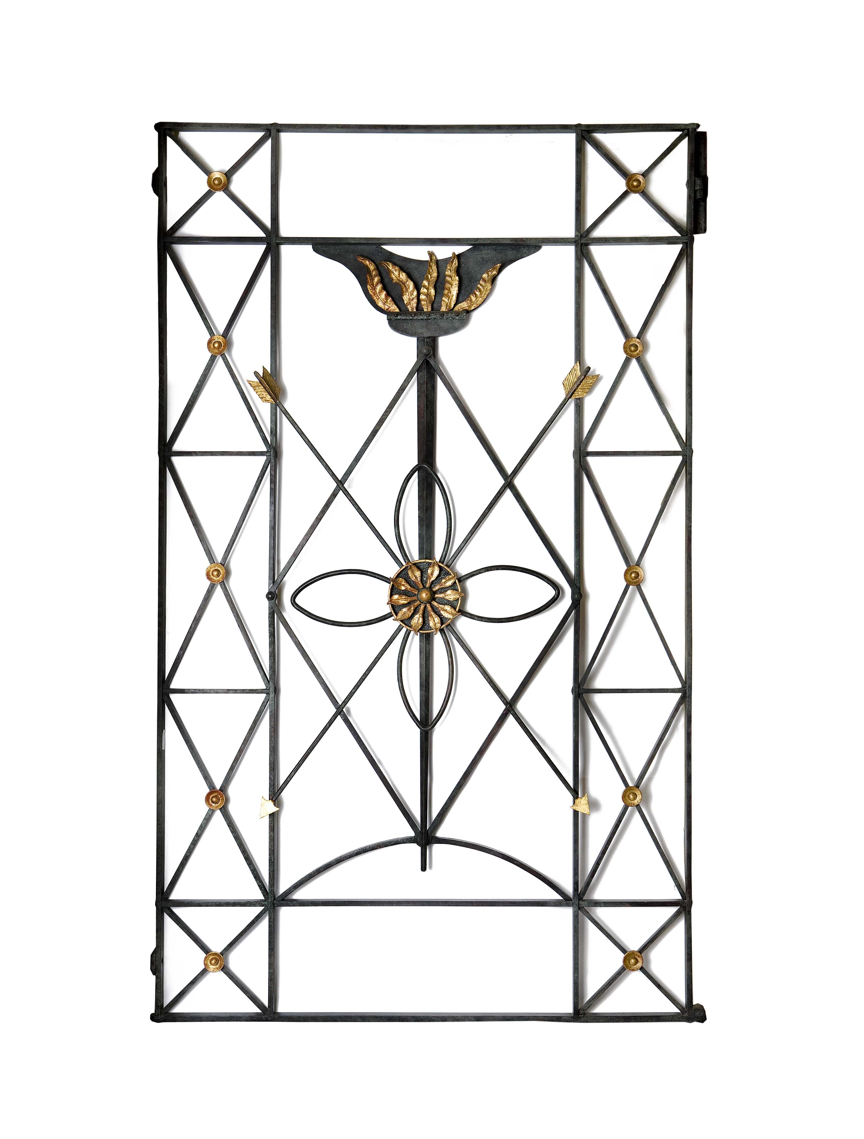 GROUP OF SIX WROUGHT IRON WINDOW GRILLES