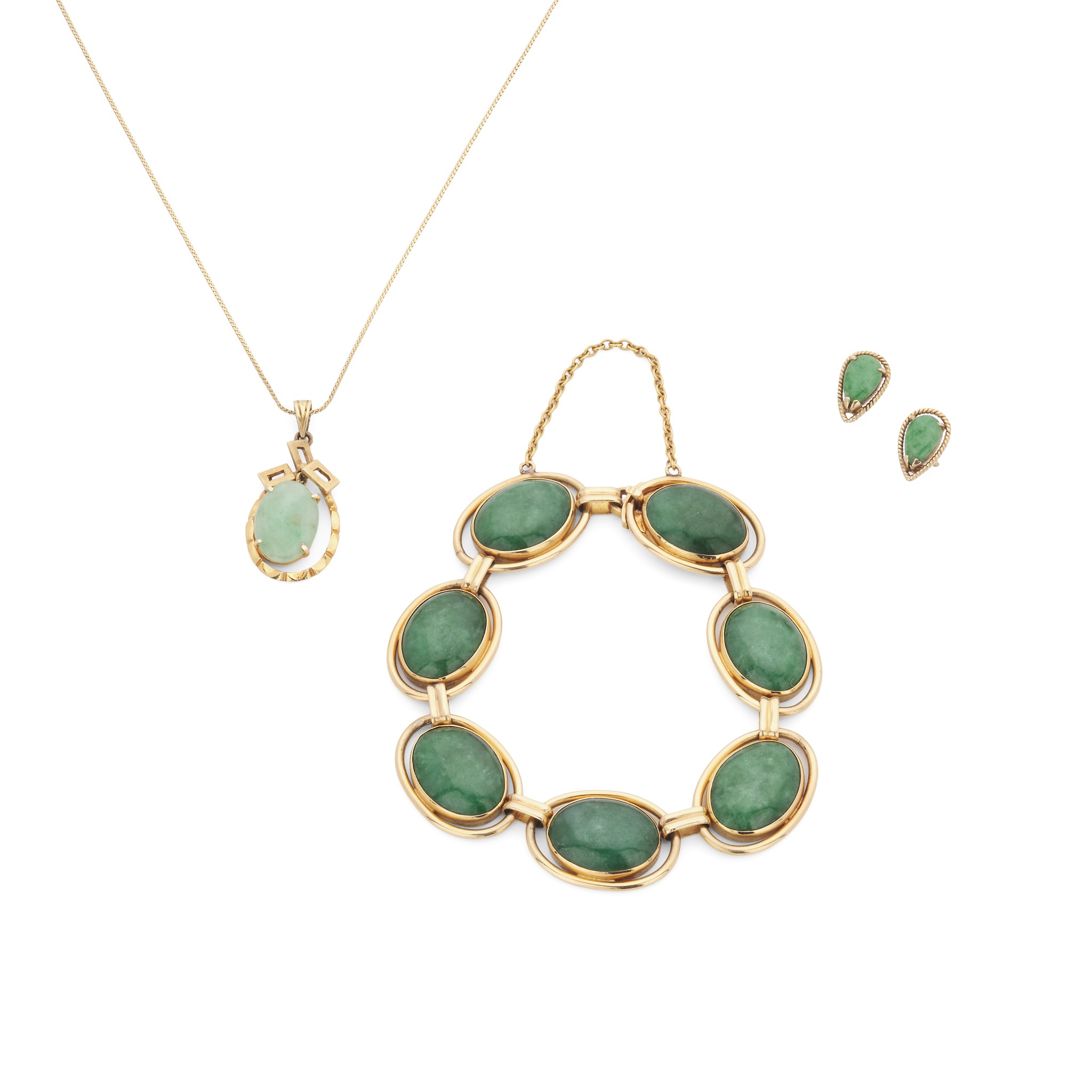 A collection of jade jewellery