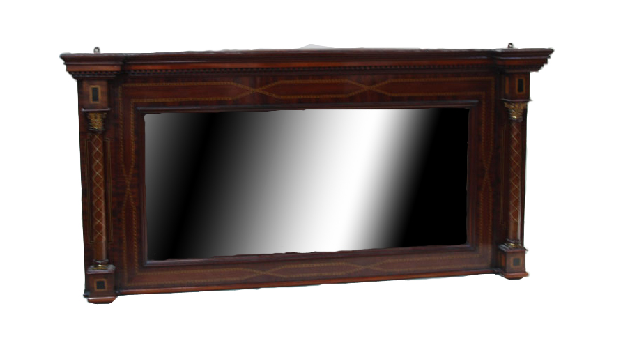 A late Victorian classical inspired mahogany over mantel mirror