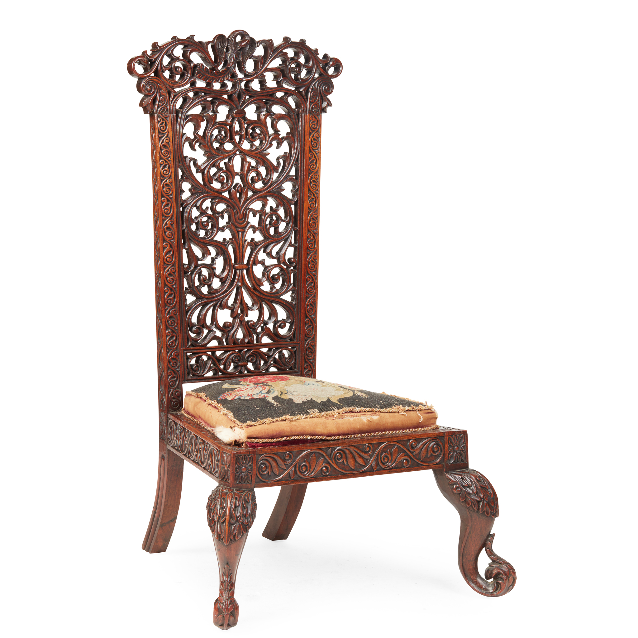 ANGLO-INDIAN CARVED PADOUK SIDE CHAIR