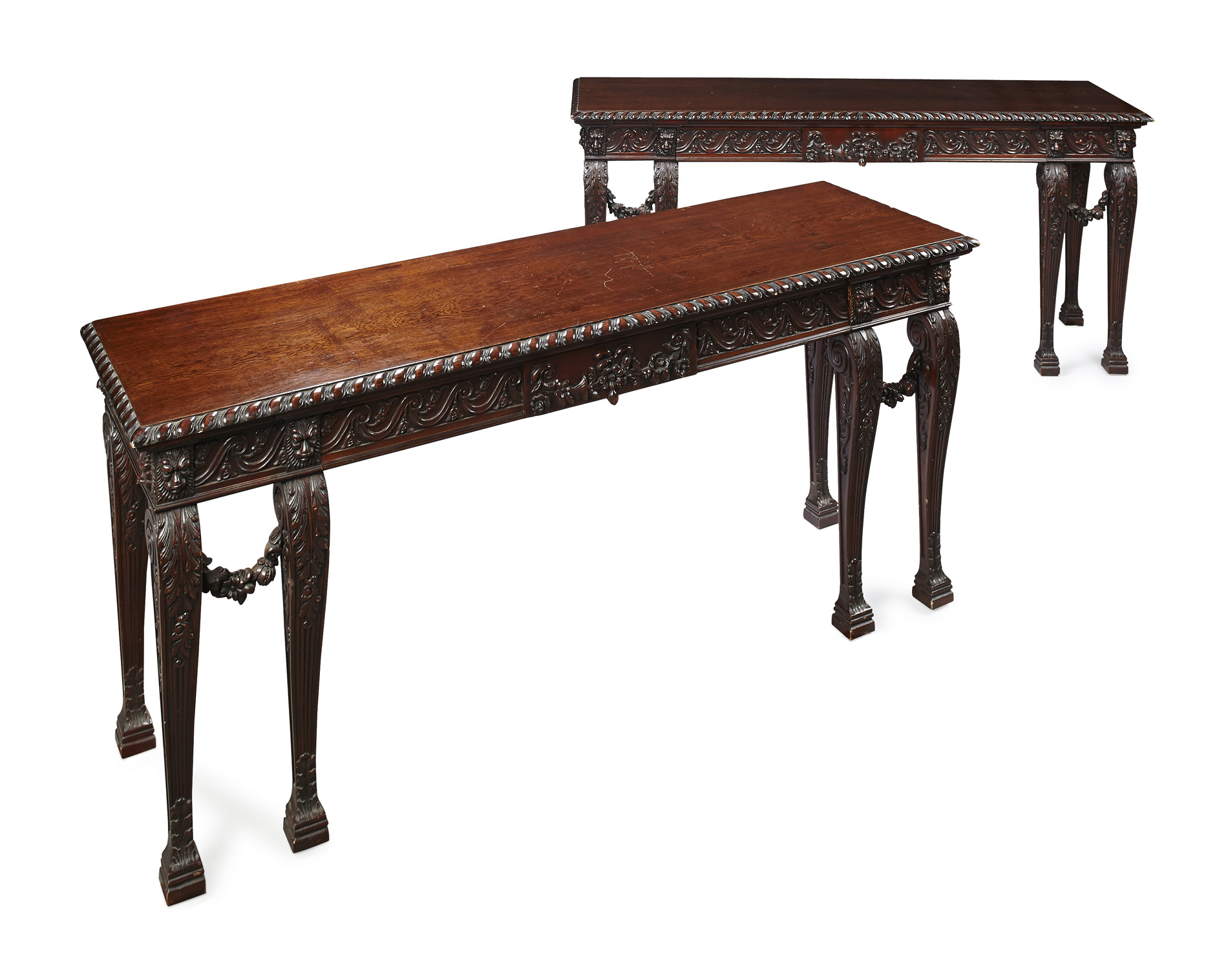 PAIR GEORGE II STYLE MAHOGANY SIDE TABLES