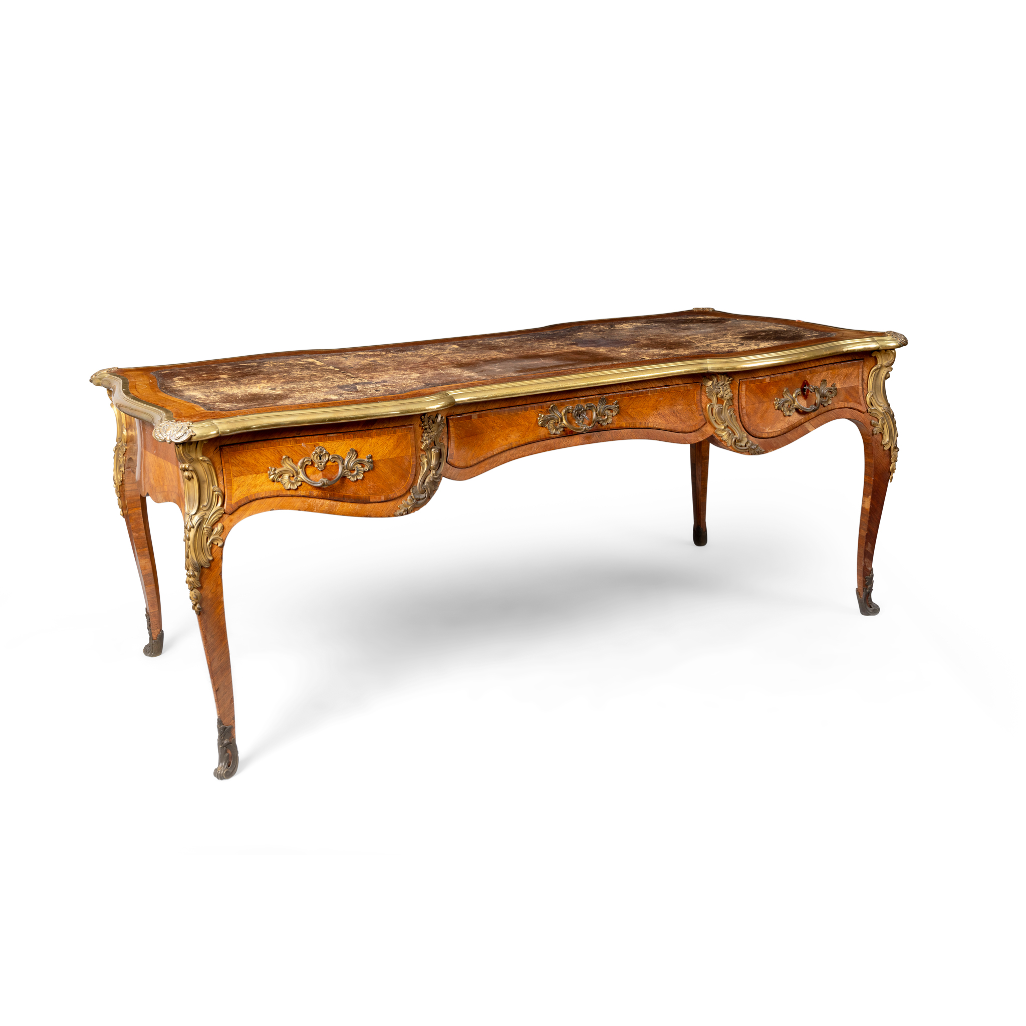 A KINGWOOD, ROSEWOOD AND GILT METAL MOUNTED BUREAU PLAT