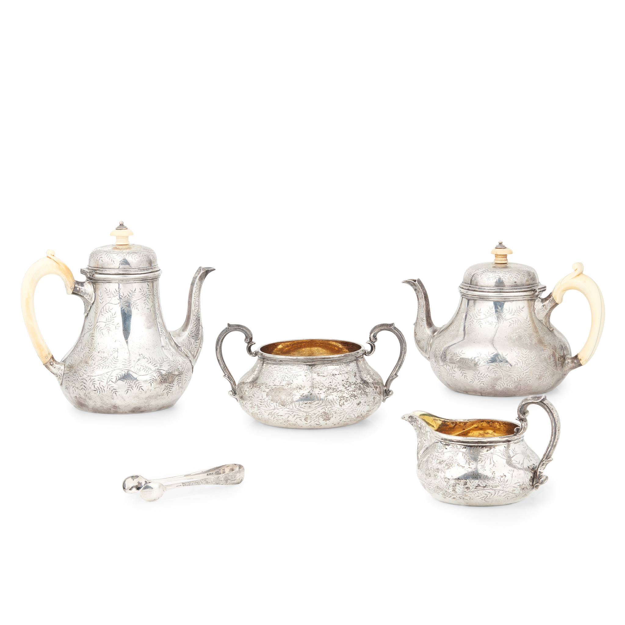A Victorian matched four-piece tea-service
