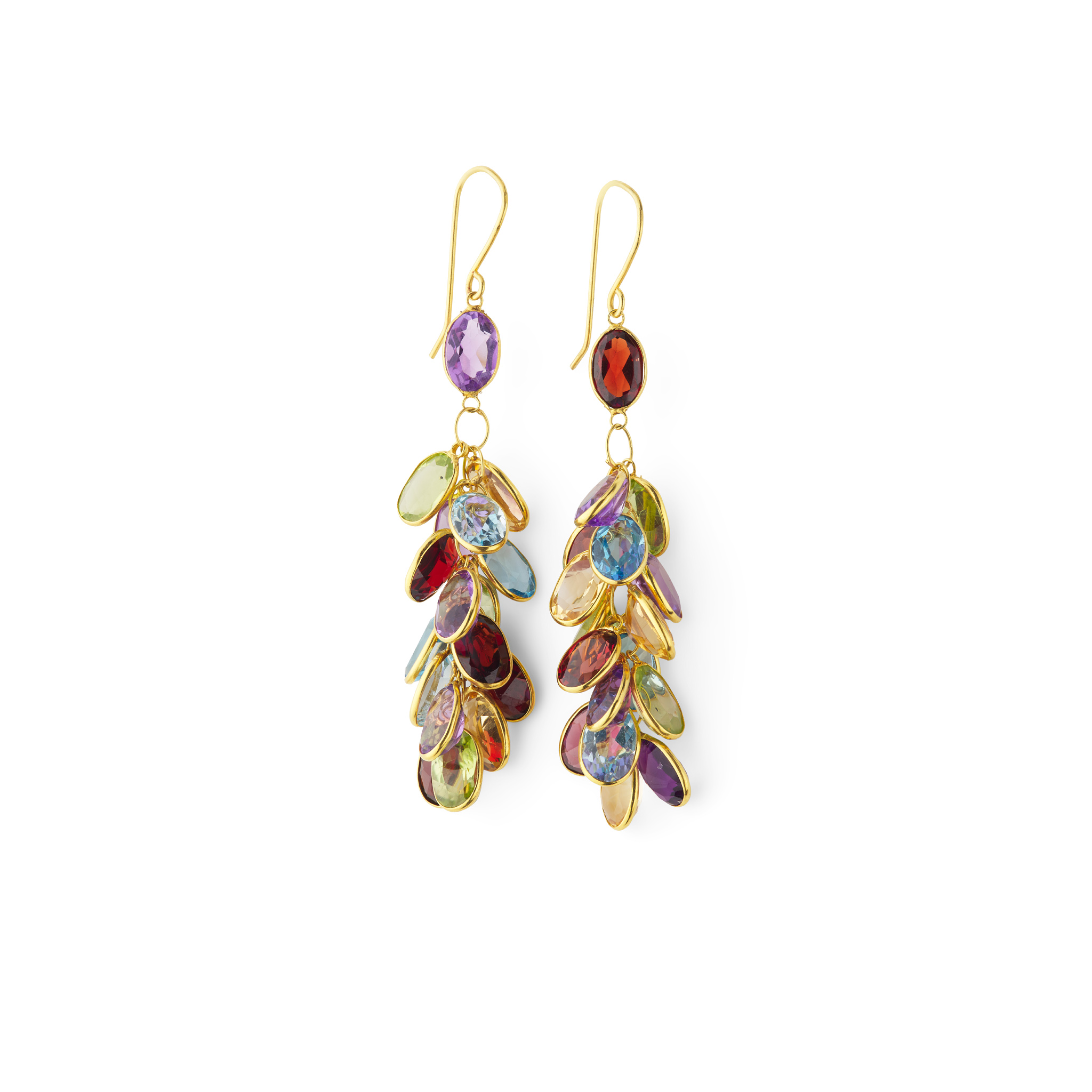 A pair of multi-gem pendent earrings